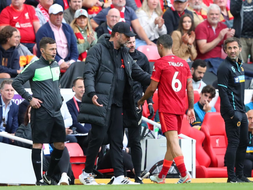 Thiago Alcantara picked up an Achilles injury against Wolves