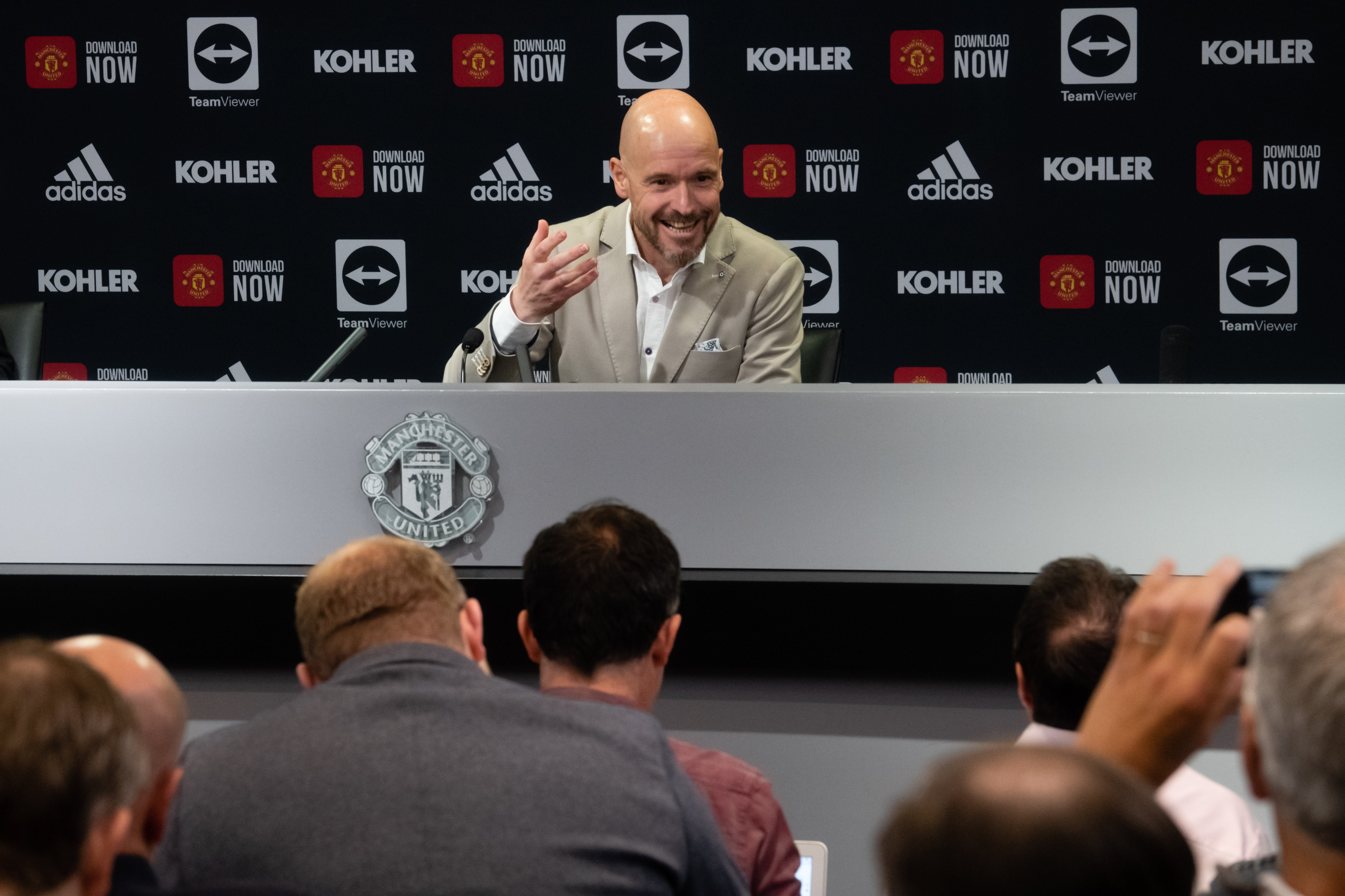 Erik ten Hag speaks to the media at Old Trafford