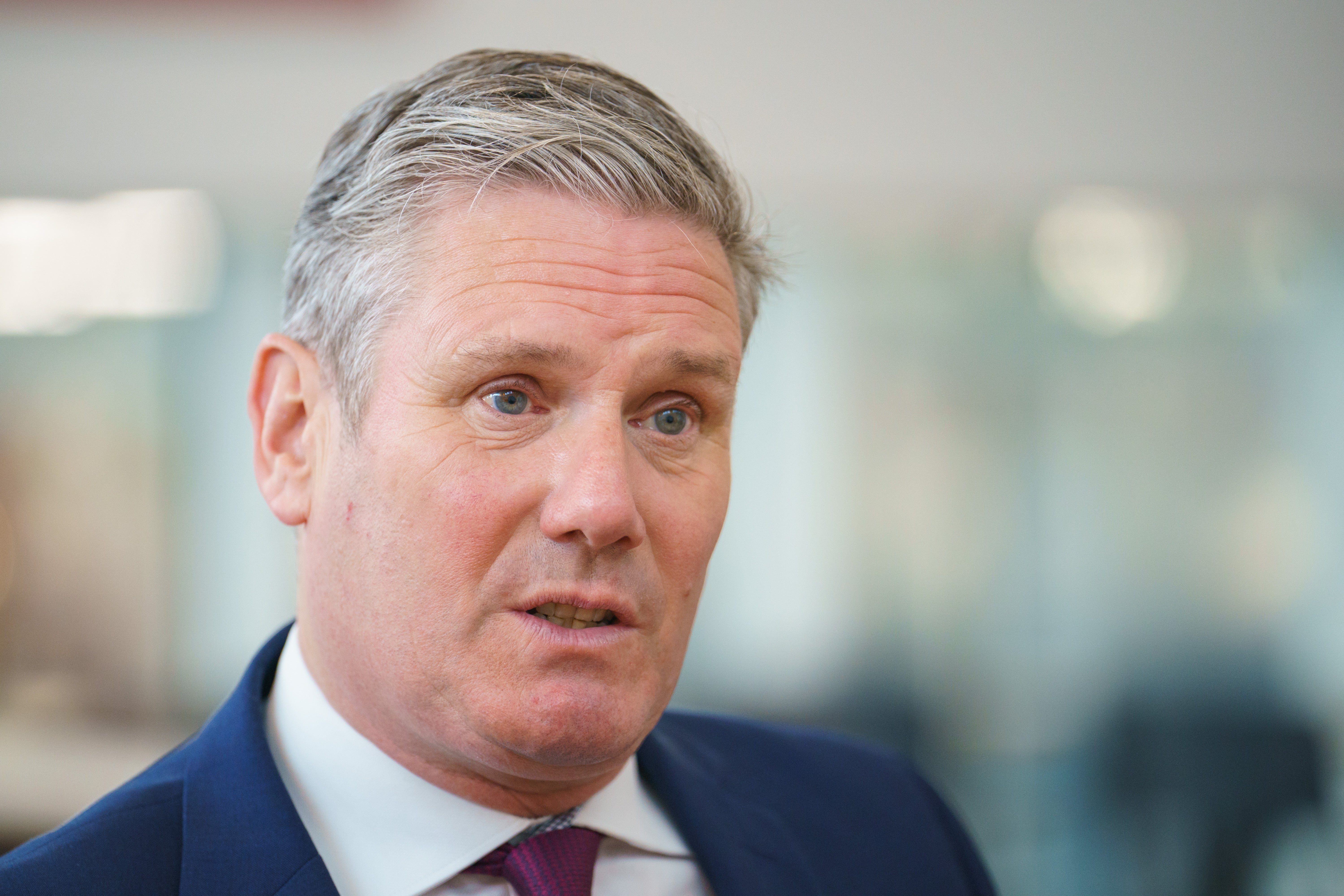 Labour Party leader Sir Keir Starmer during a visit to Sainsbury’s at Nine Elms, south London (Dominic Lipinski/PA)