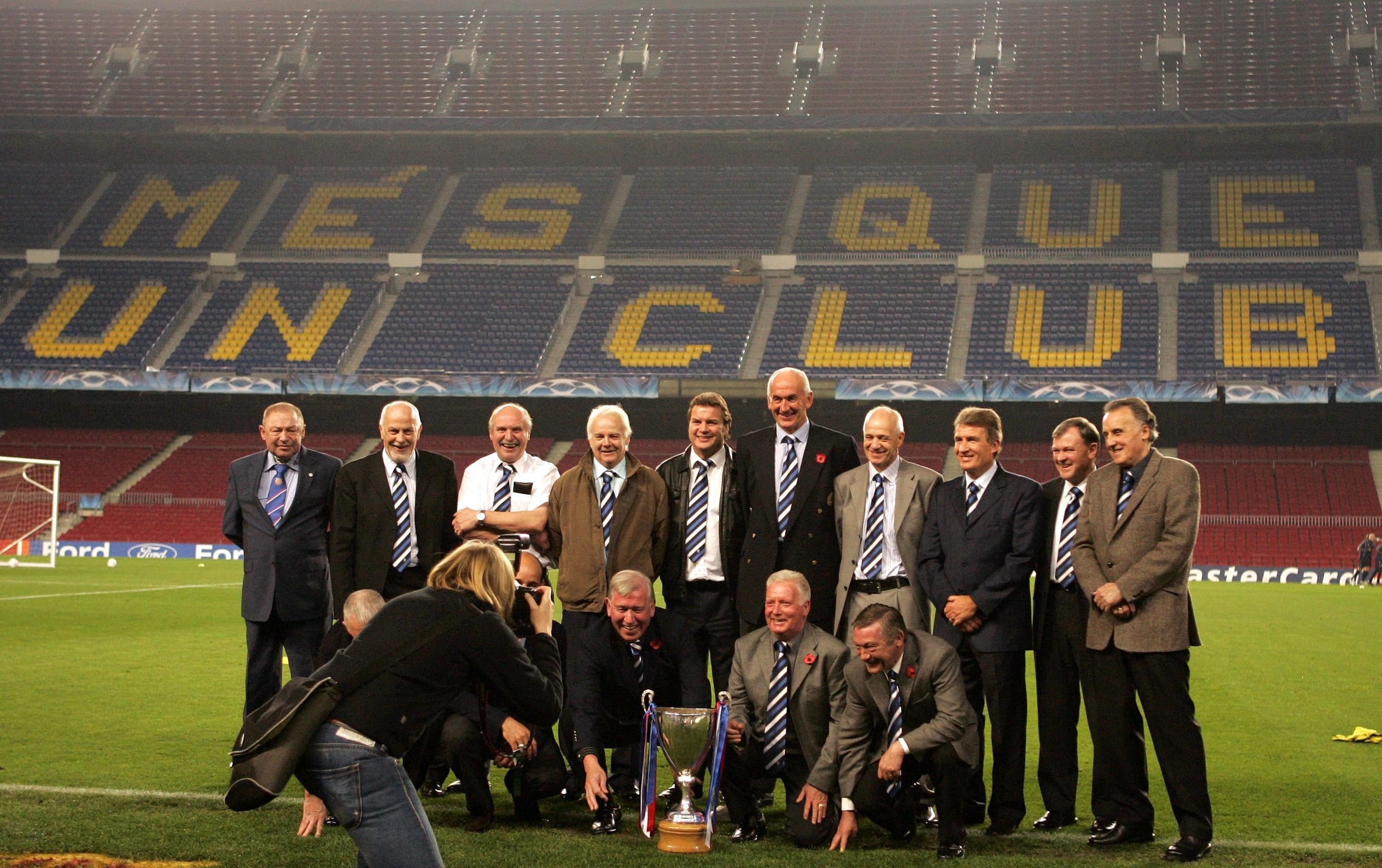 The Barcelona Bears pose for a pic at Camp Nou (Andrew Milligan/PA)