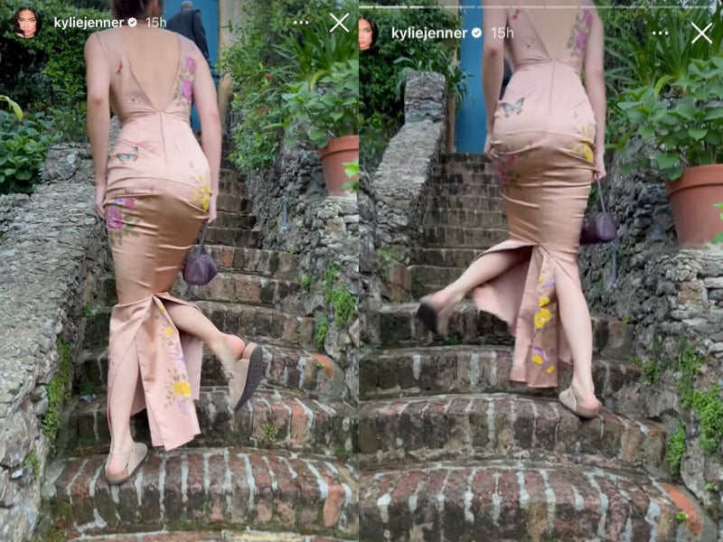 Kylie Jenner films sister Kendall struggling to walk up steps at Kourtney Kardashian’s wedding