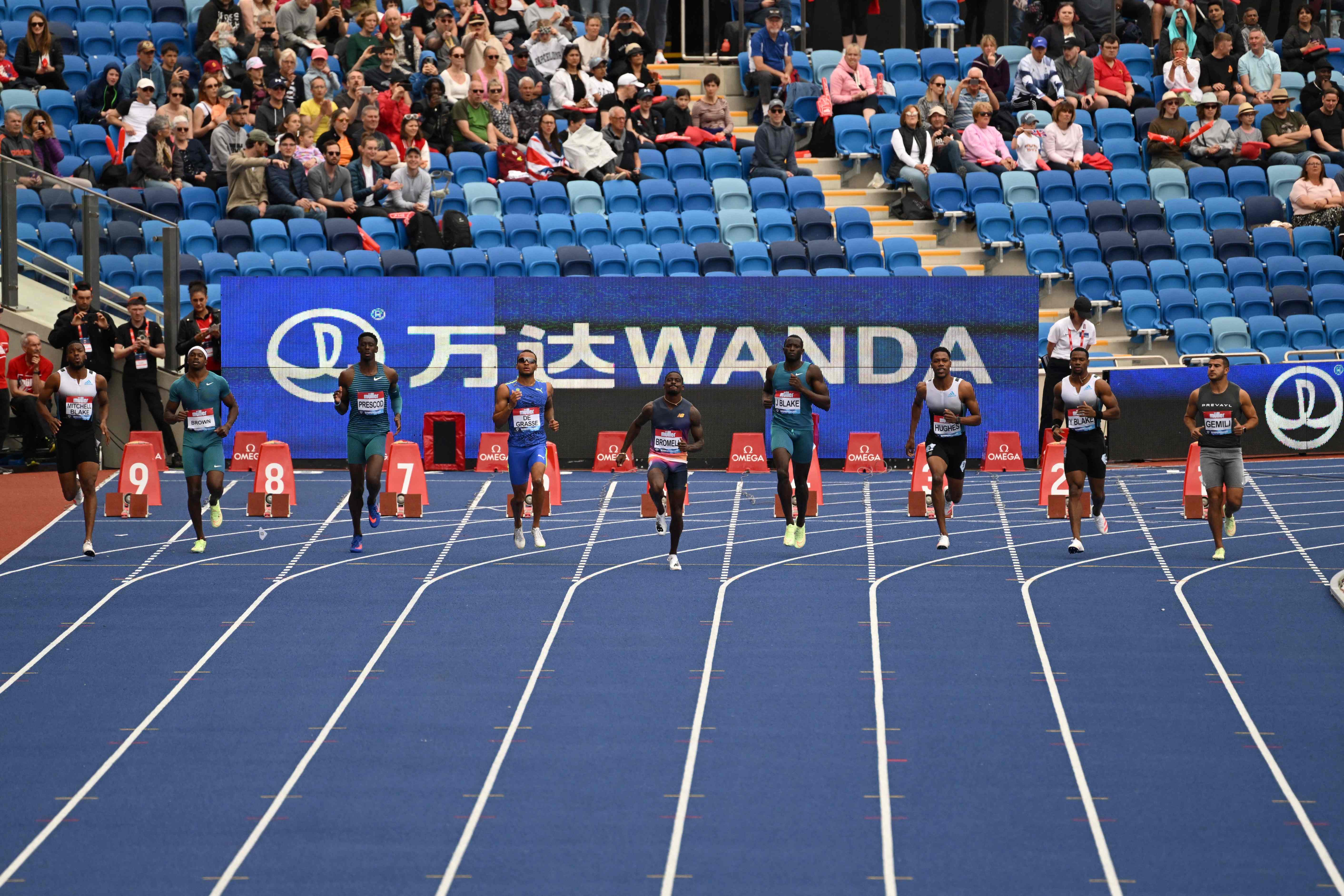 Trayvon Bromell is disqualified after a false start in the men’s 100m