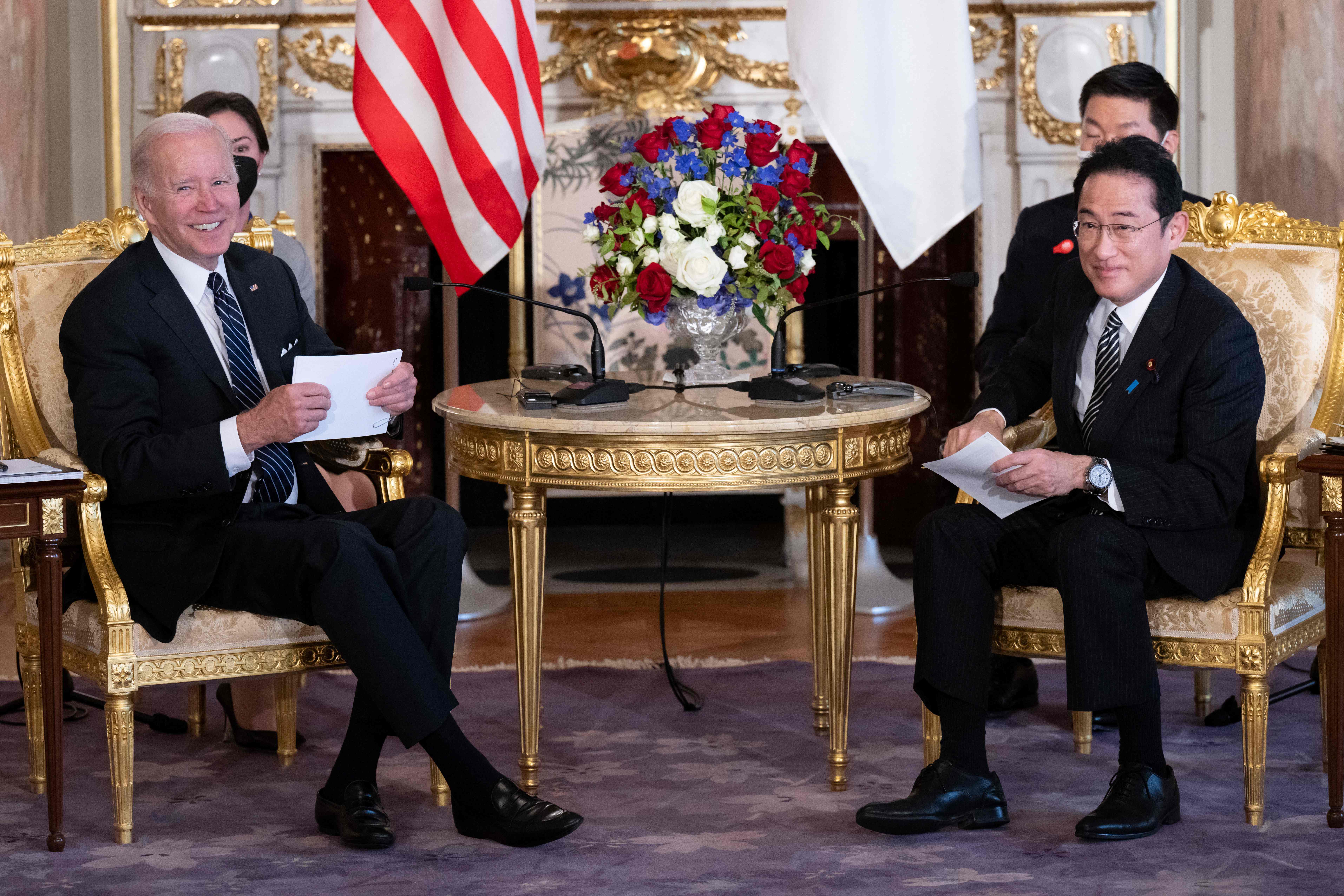 Joe Biden with Japanese prime minister Fumio Kishida on Monday