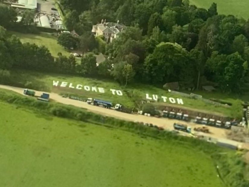 This sign greeted passengers arriving at Gatwick airport