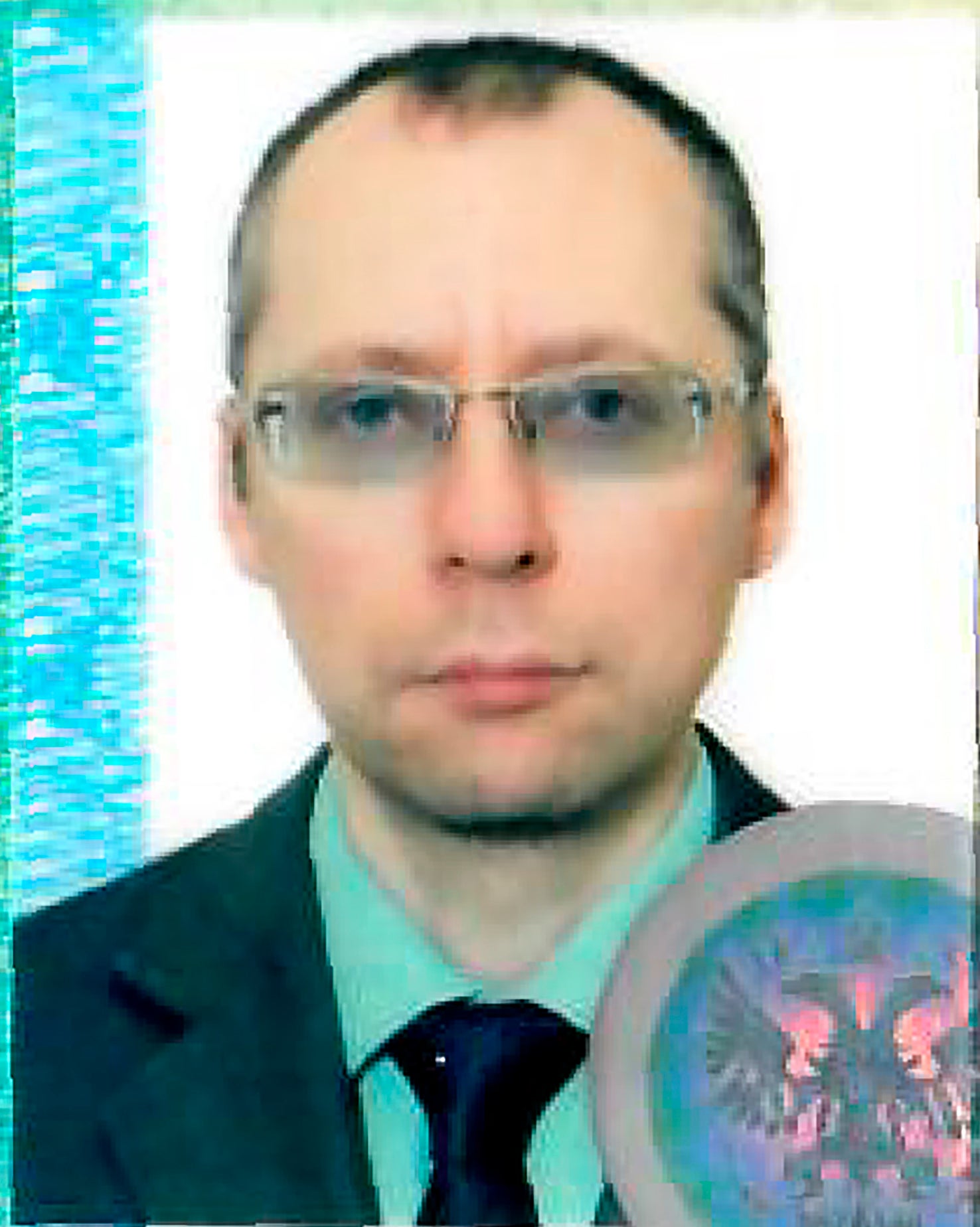 An image taken with permission from the passport photo page of Russian diplomat Boris Bondarev