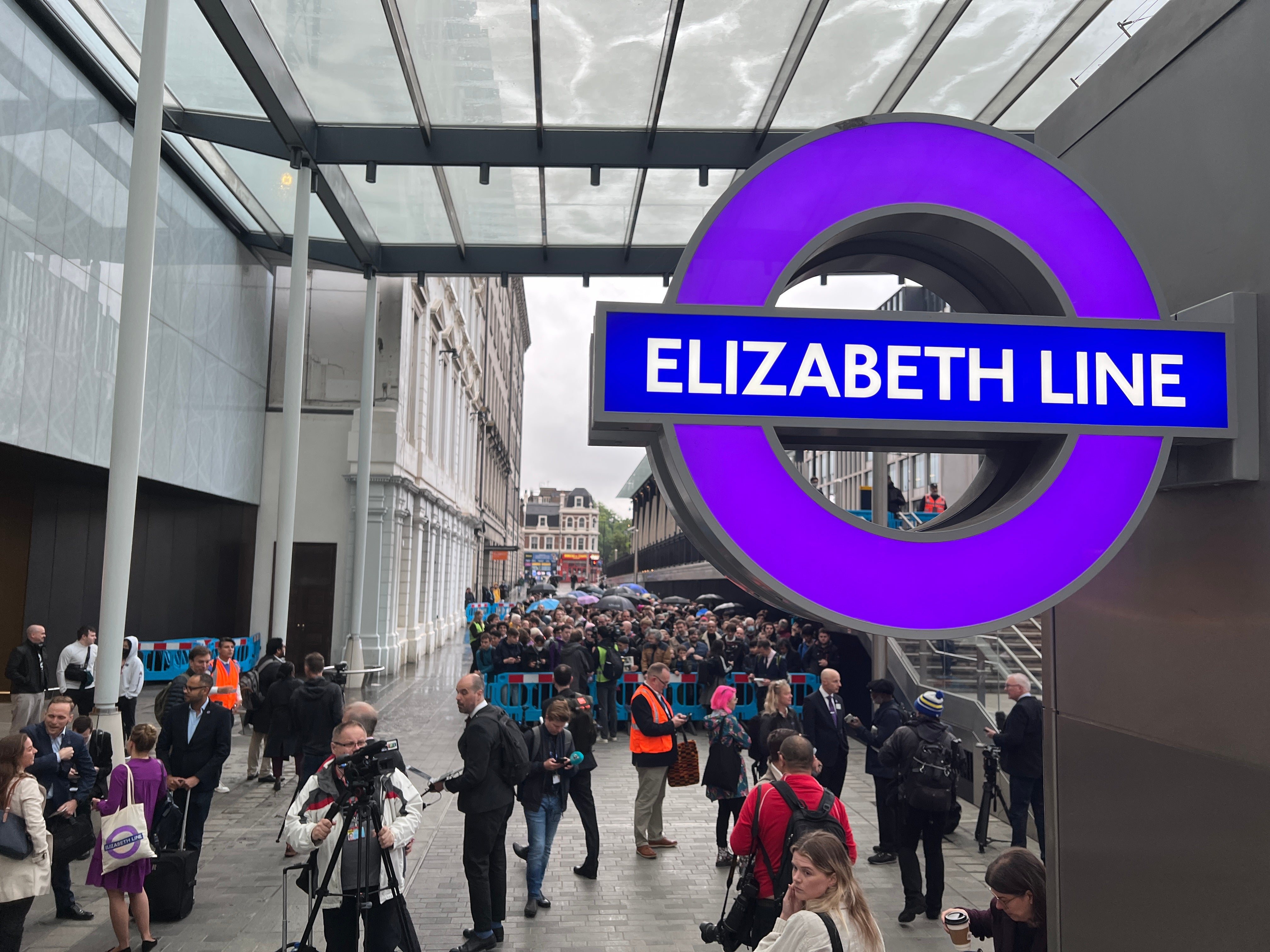 Action station: Crowds at Paddington station for the first Elizabeth Line passenger trains beneath the streets of London in May 2022