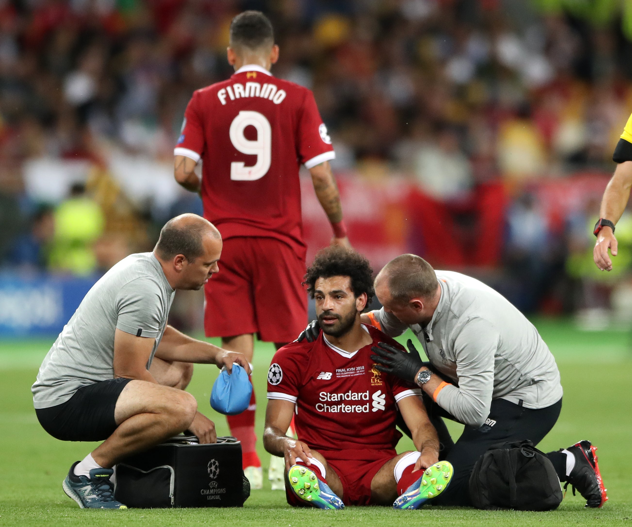 Liverpool’s Mohamed Salah was injured in the 2018 Champions League final against Real Madrid (Nick Potts/PA)