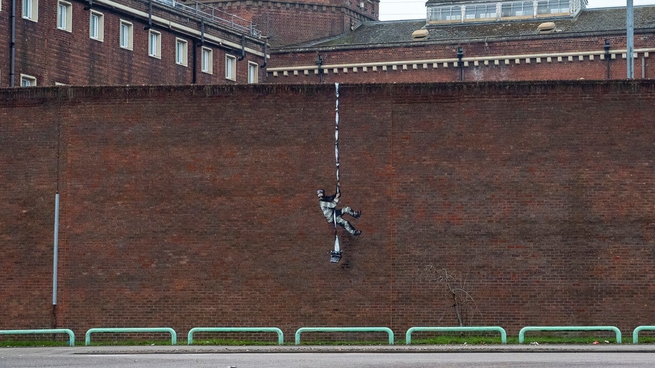 A Banksy work which appeared in Reading, Berkshire, last year