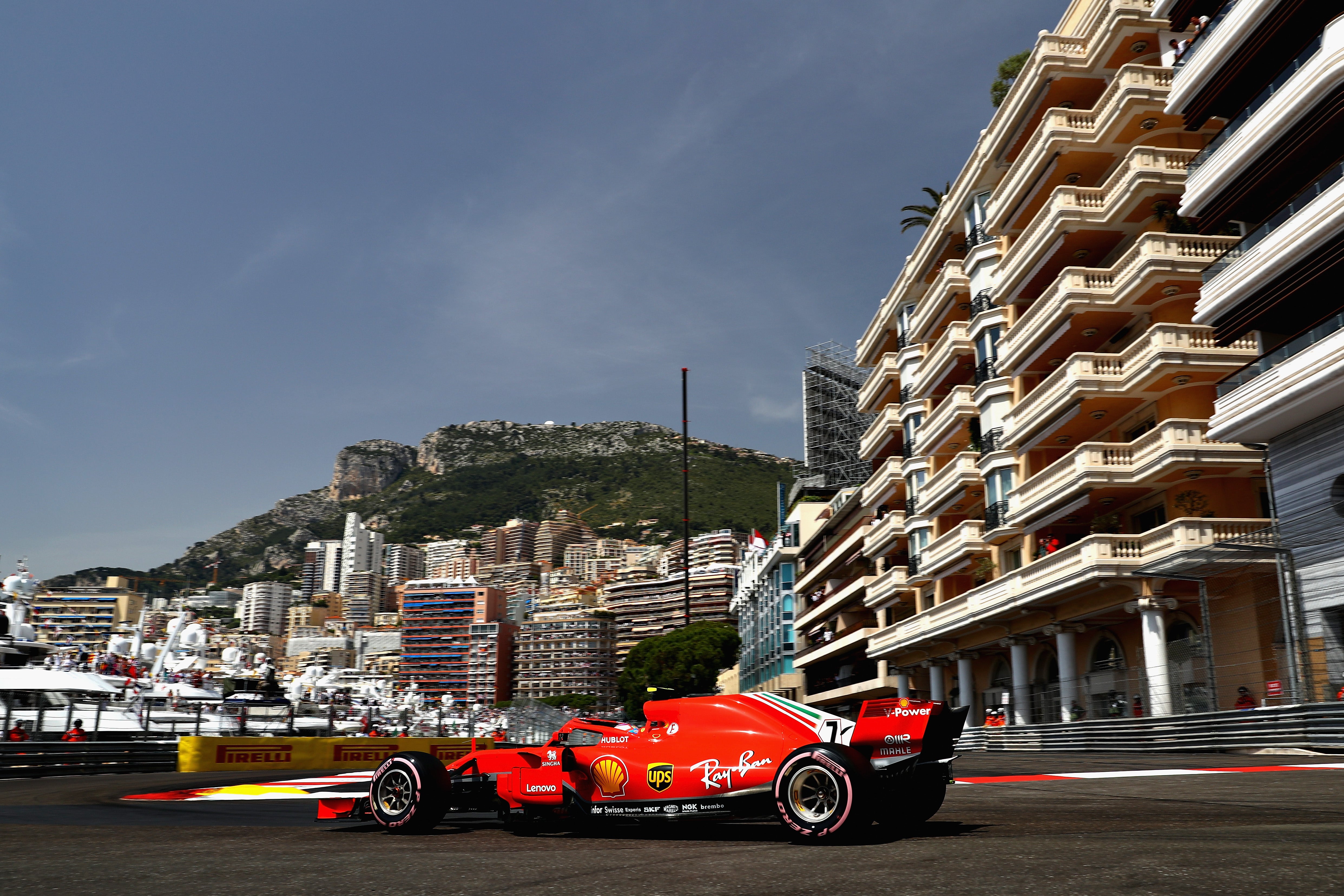 Kimi Raikkonen’s Ferrari approaches the marina, 2018