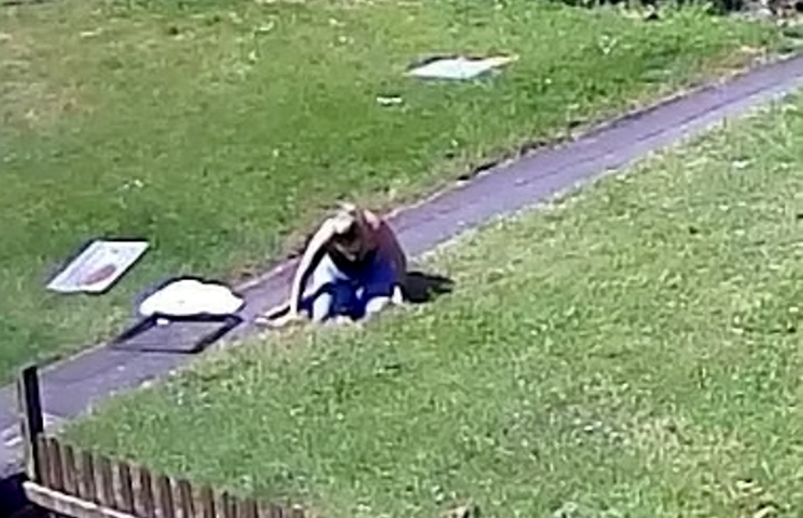 CCTV of Amy Blyth and her son Theo, who fell down a drain in Ashford, Kent