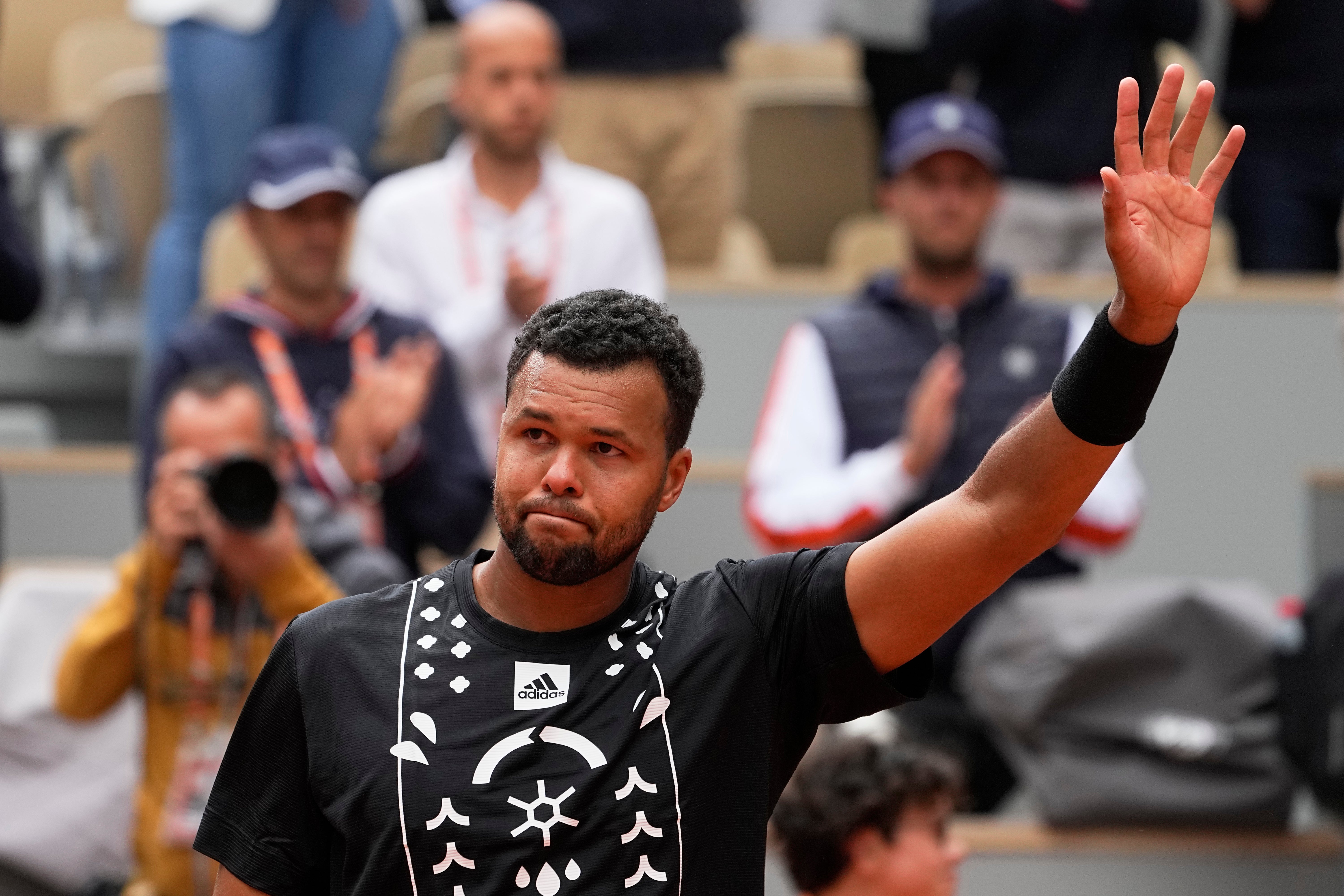 France’s Jo-Wilfried Tsonga waved au revoir (Michel Euler/AP)