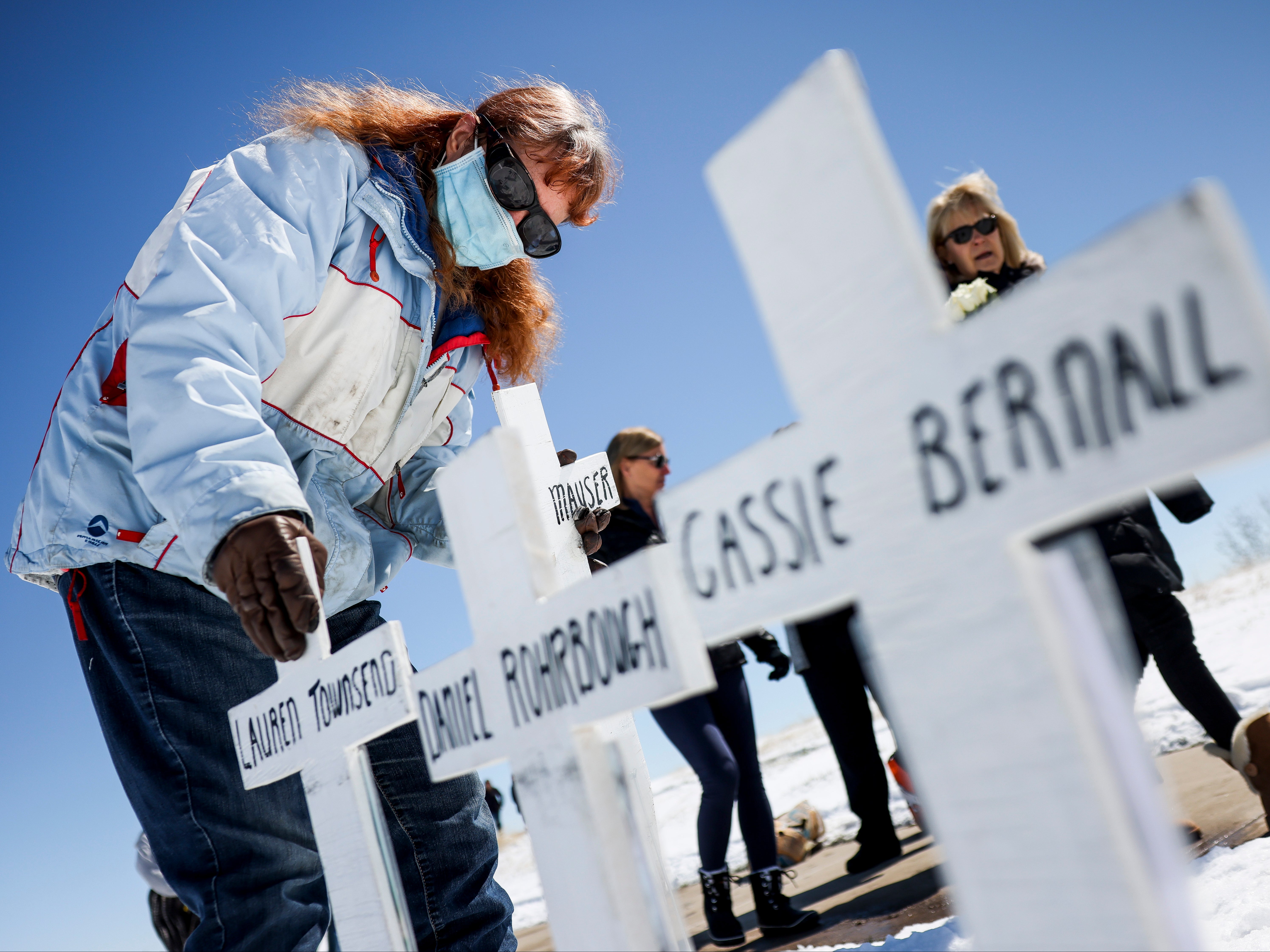 Names of the victims are seen at Columbine memorial