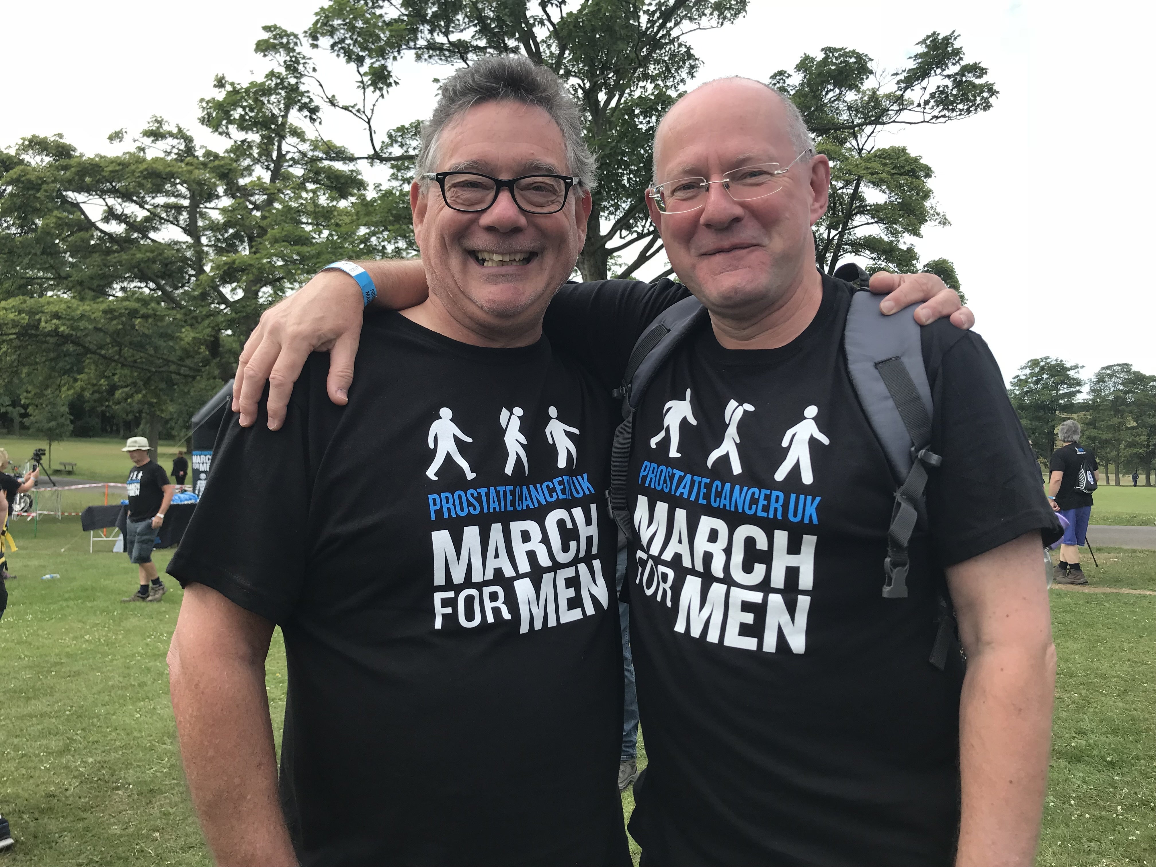 Glyn Jones, left, and Howard Smith are among the former players taking part in the charity walk (Prostate Cancer UK/PA)