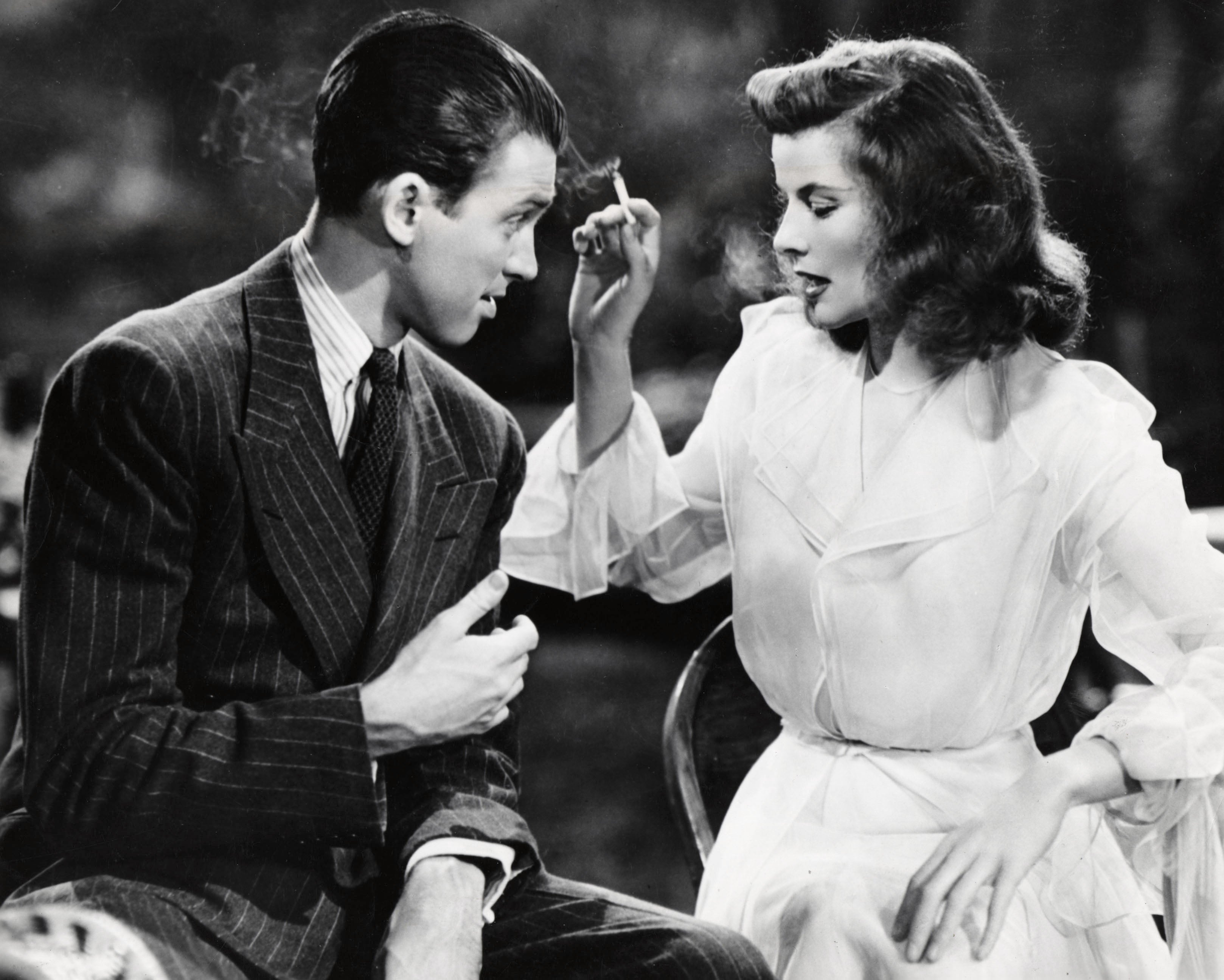 Katharine Hepburn as the socialite Tracy Samantha Lord and James Stewart as Macaulay ‘Mike’ Connor in ‘The Philadelphia Story’ (1940)