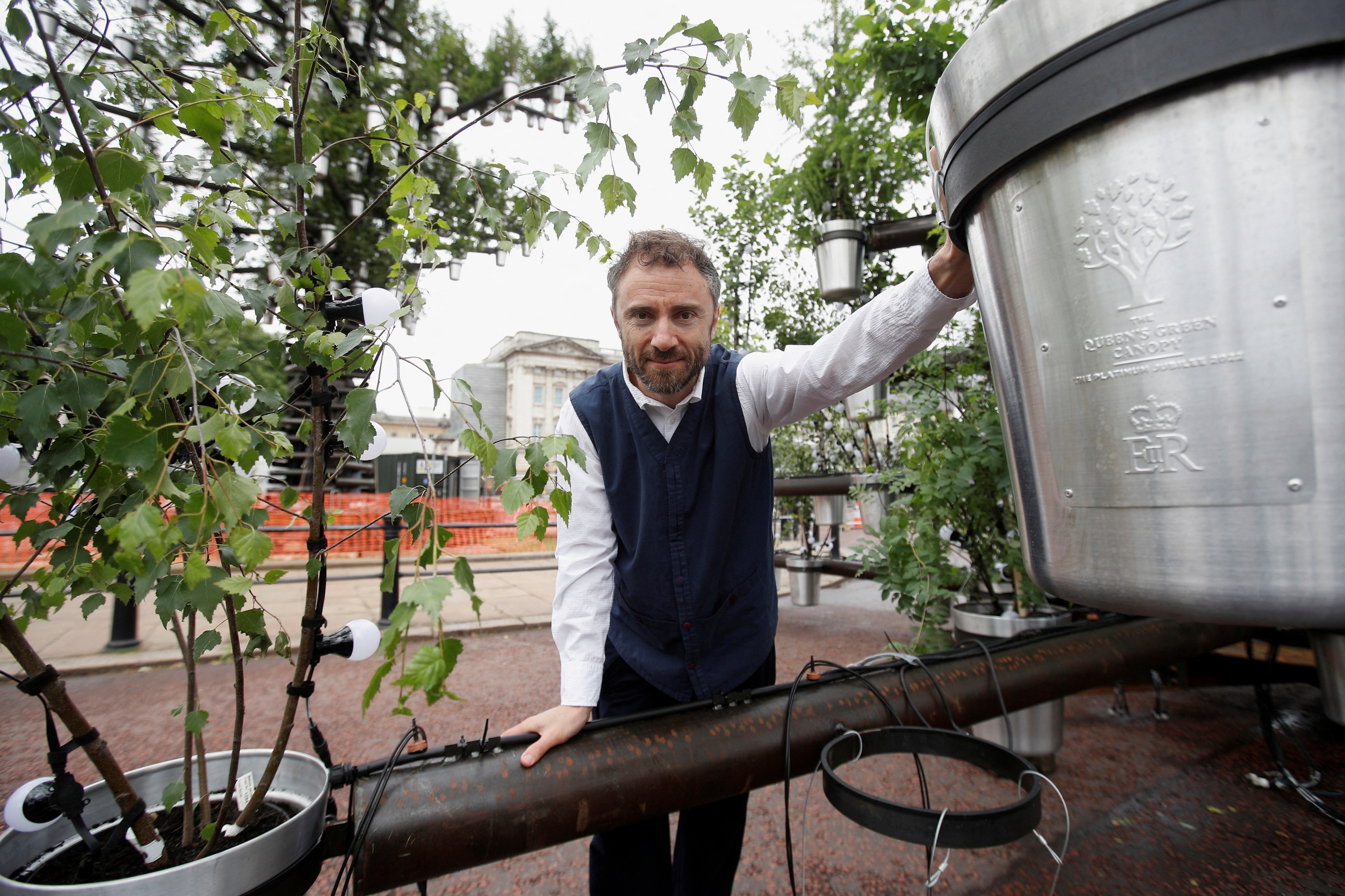 Thomas Heatherwick, designer of the Tree of Trees sculpture, part of the Queen's Green Canopy Project placed in front of Buckingham Palace, ahead of the Platinum Jubilee