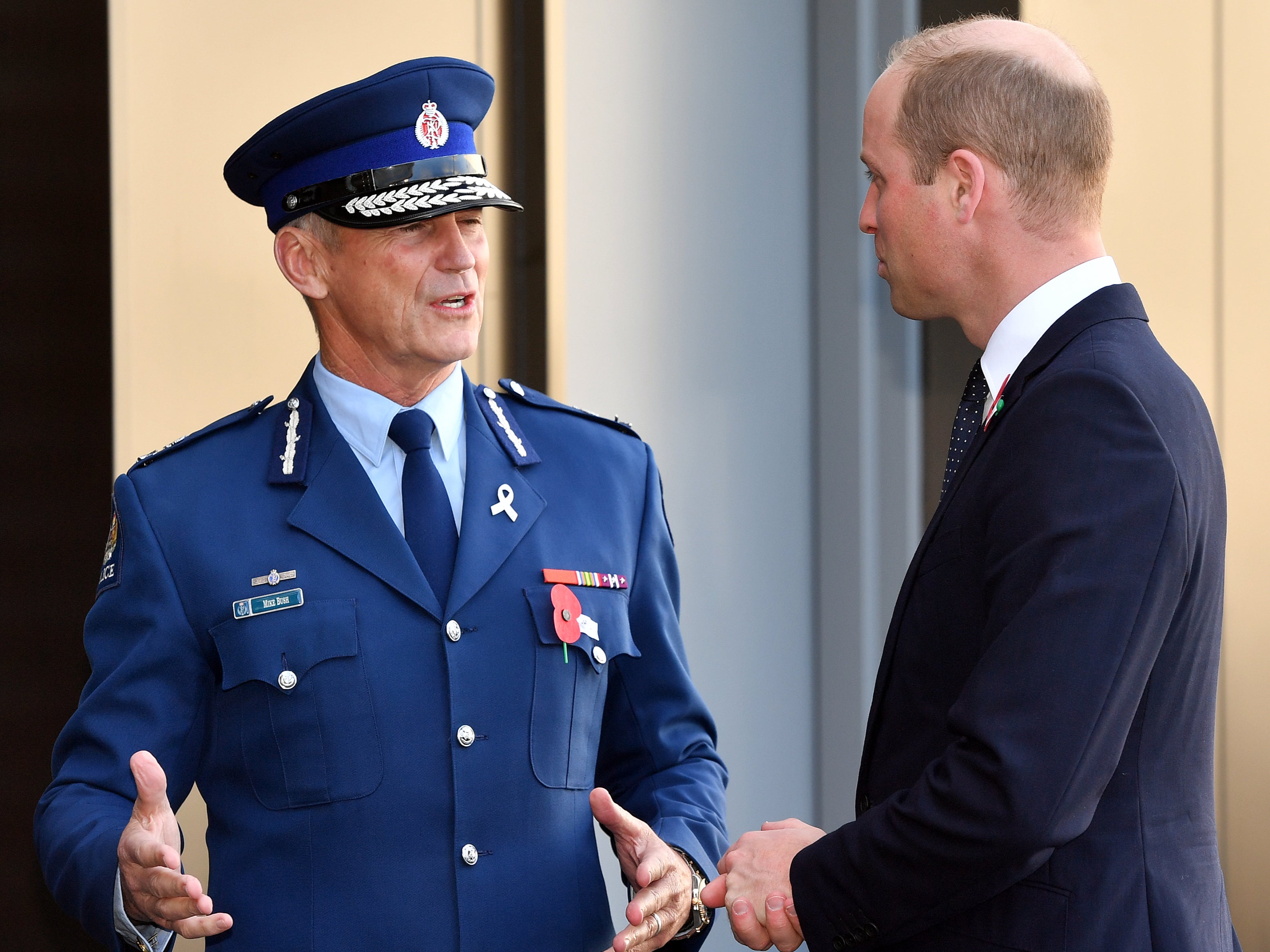 Mike Bush meets Prince William during the Duke of Cambridge’s two-day visit to New Zealand to commemorate the victims of the Christchurch mosque terror attacks