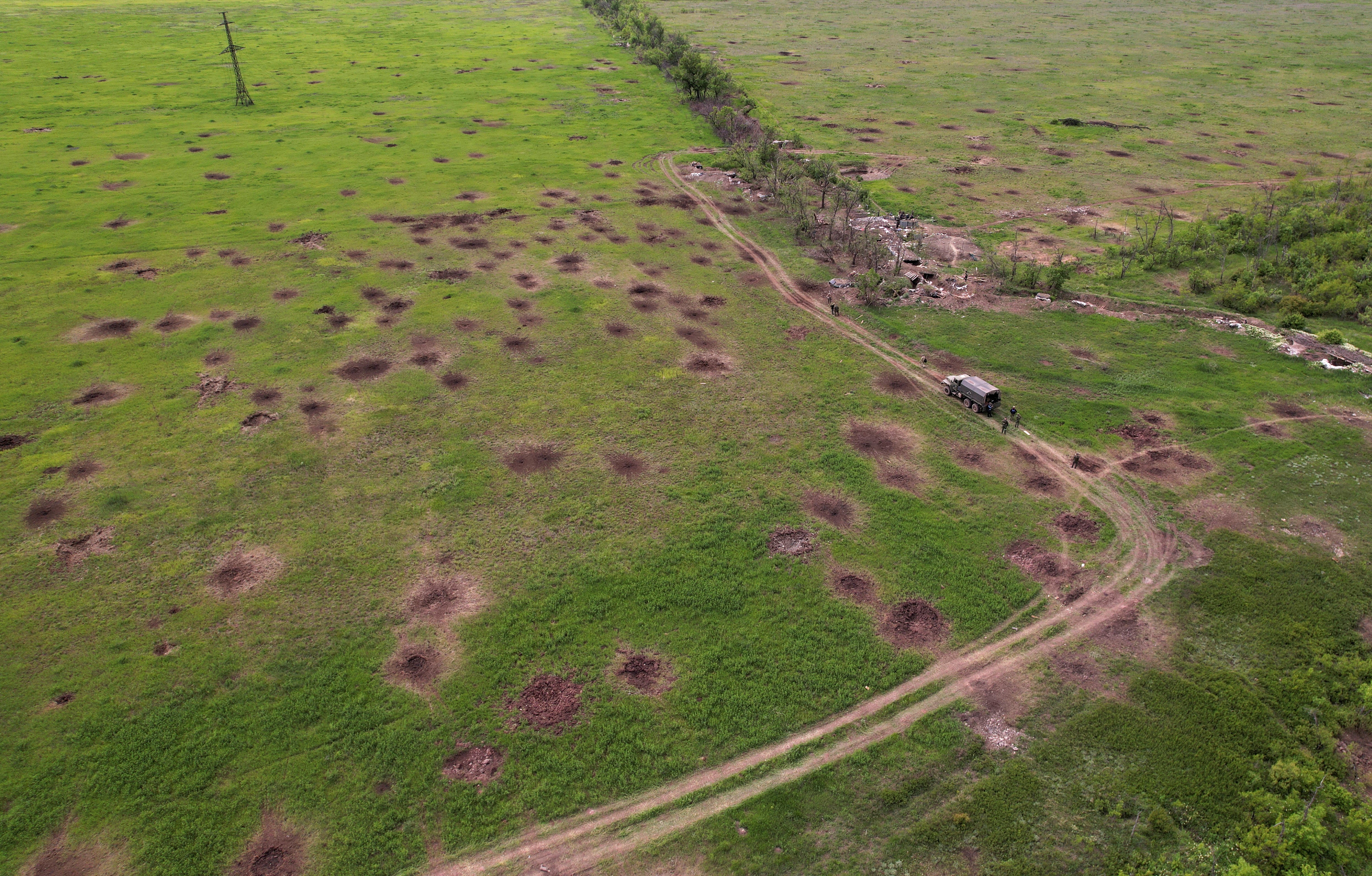 A former fighting position of the Ukrainian armed forces outside Svitlodarsk