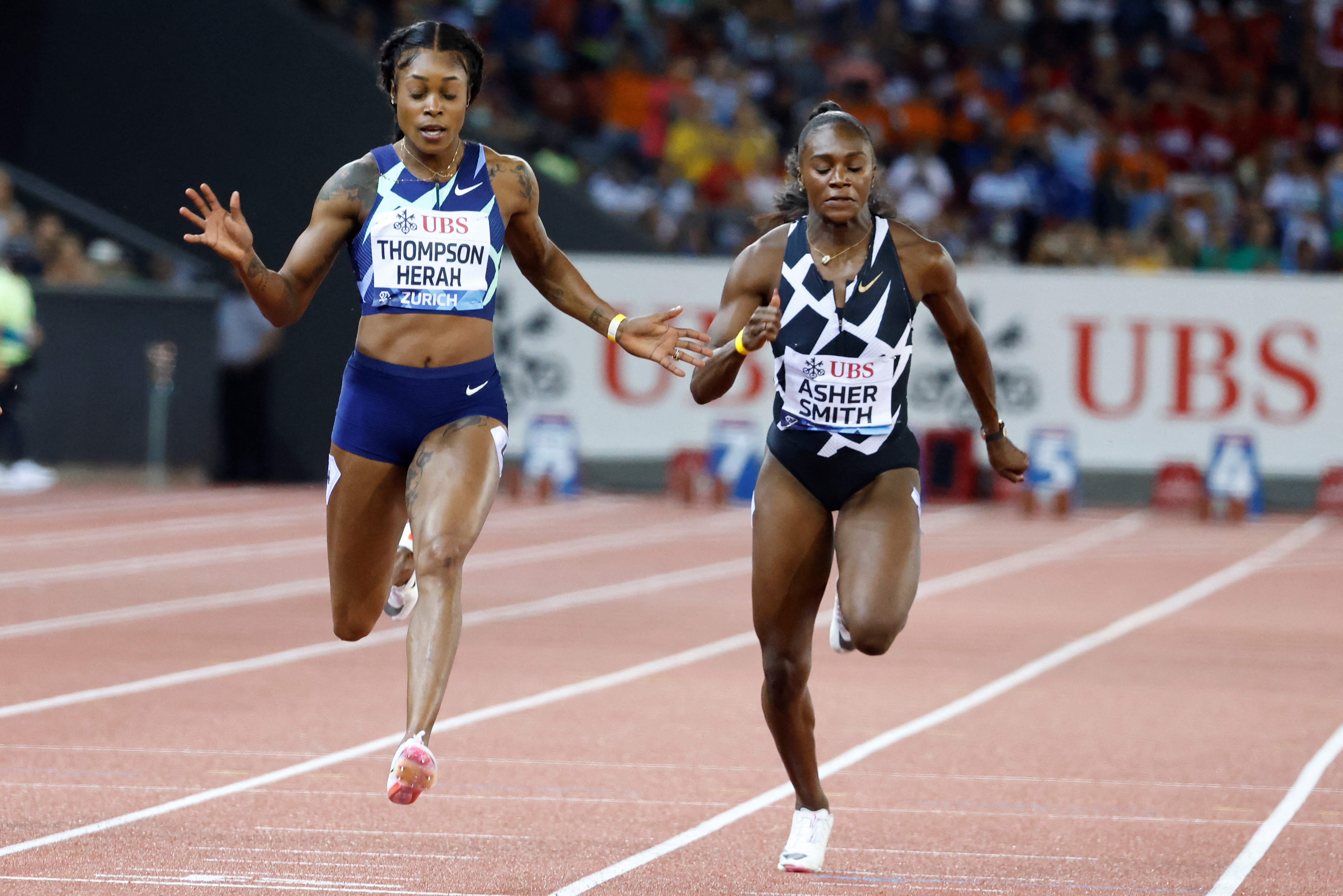 Elaine Thompson-Herah edges out Dina Asher-Smith at the Zurich Diamond League last year