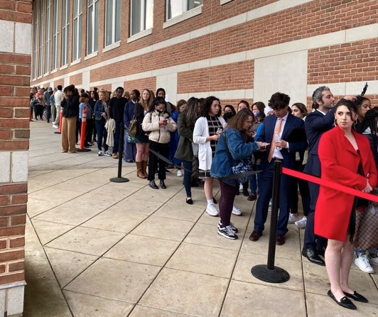 A long line of people camped out overnight to get seats in the public gallery