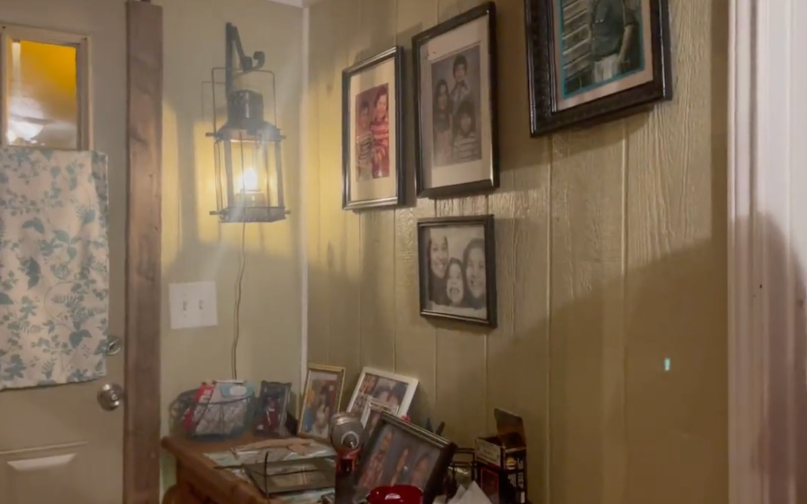 A hallway in the home of Salvador Ramos’s grandparents, where blood stains were still visible after the 18-year-old shot his grandmother in the face before killing 21 people at a nearby elementary school.