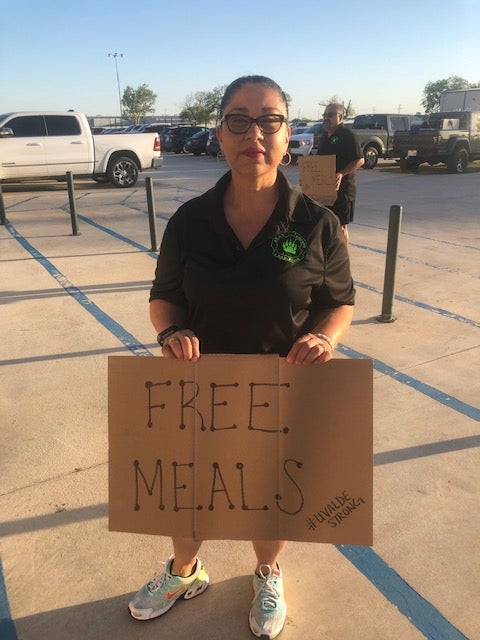 Linda Garcia, who owns Bear County Bar B Que in San Antonio, loaded up supplies and headed an hour and a half west to feed Uvalde in the wake of the shooting