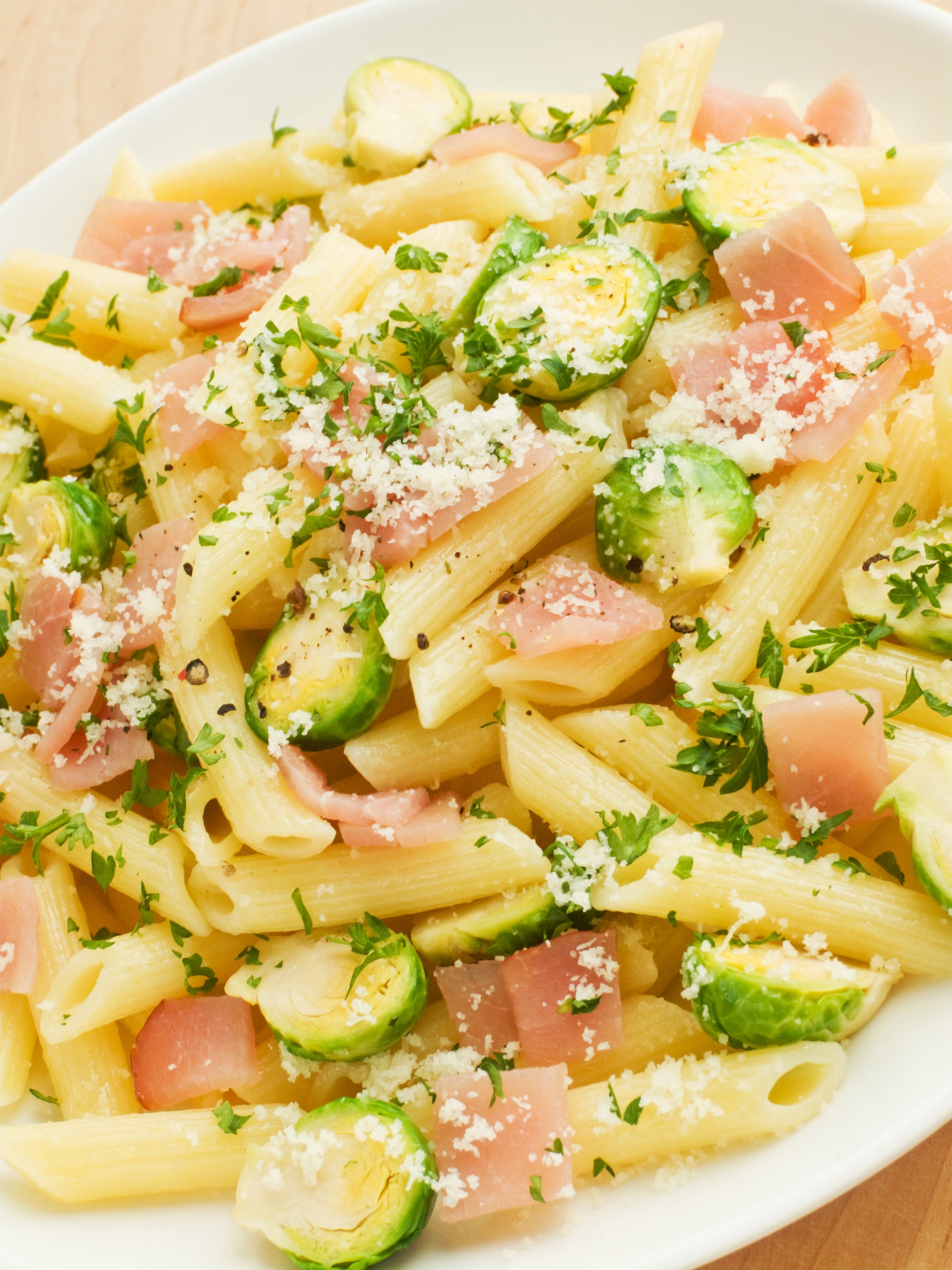 Pasta and Brussels sprouts make a good pair