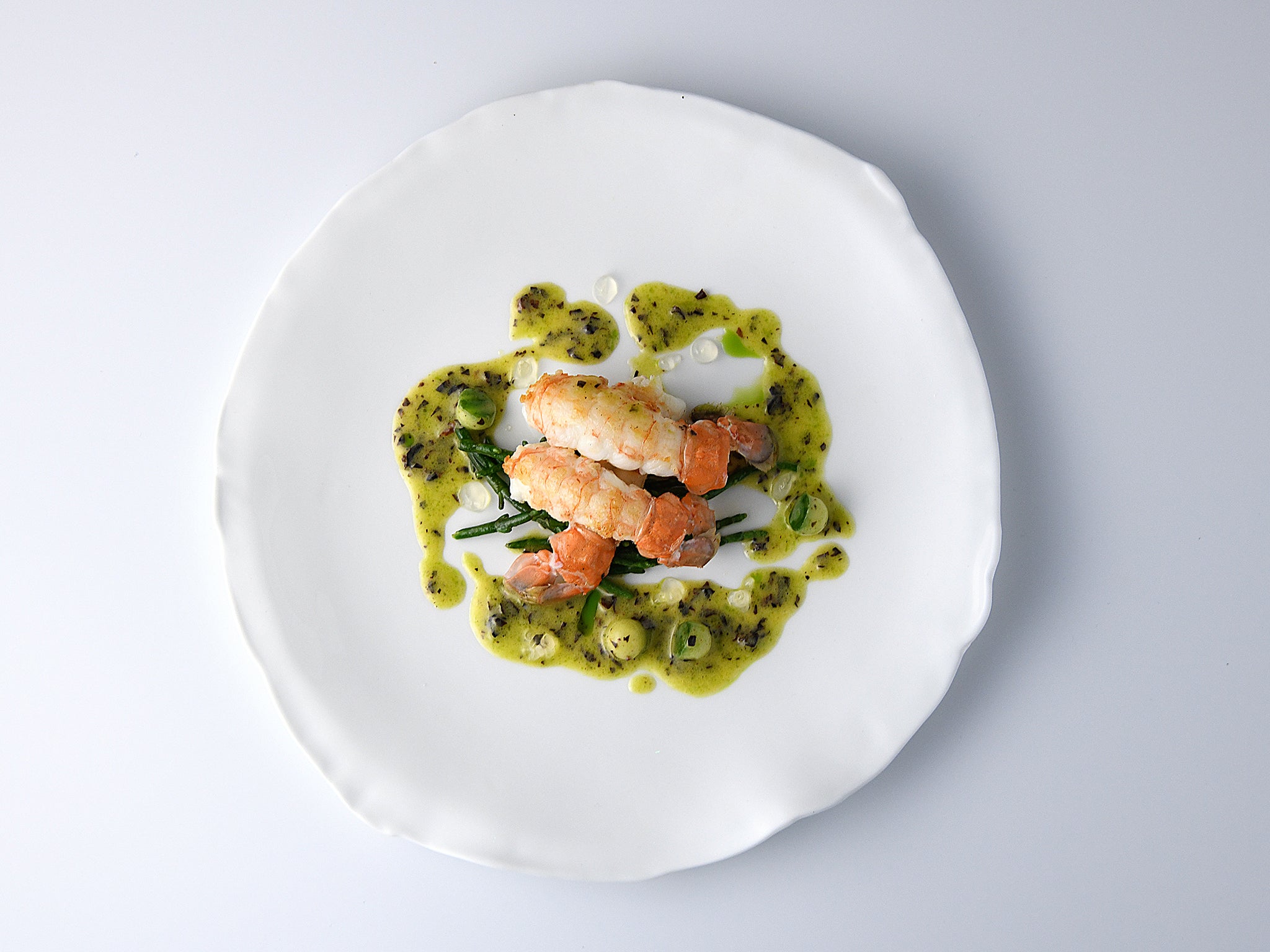 The ‘Seaweed Symphony’ menu showcased native species such as pepper dulse, here with roasted langoustine