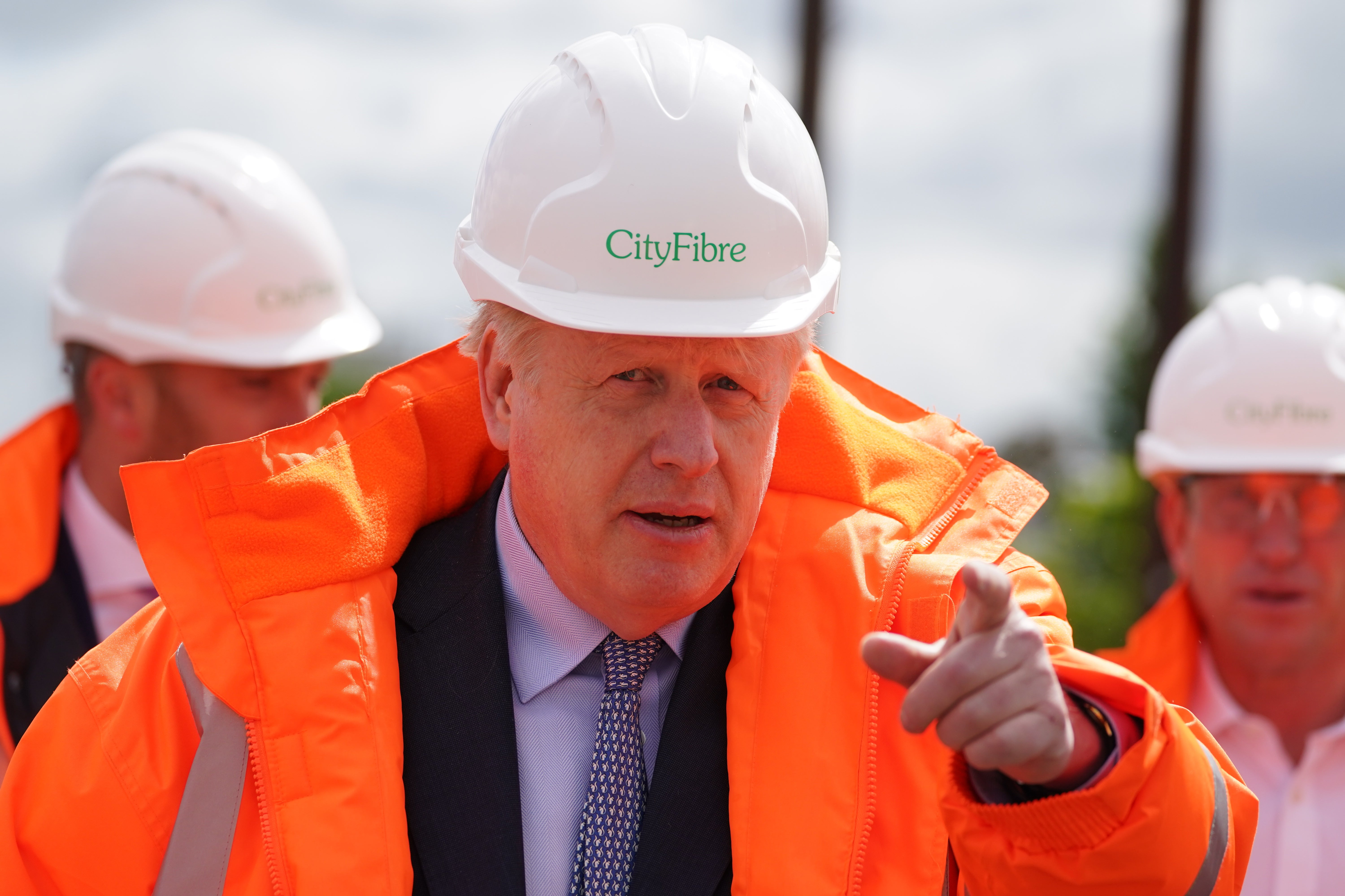 Boris Johnson visits the CityFibre Training Academy in Stockton-on-Tees (Owen Humphreys/PA)