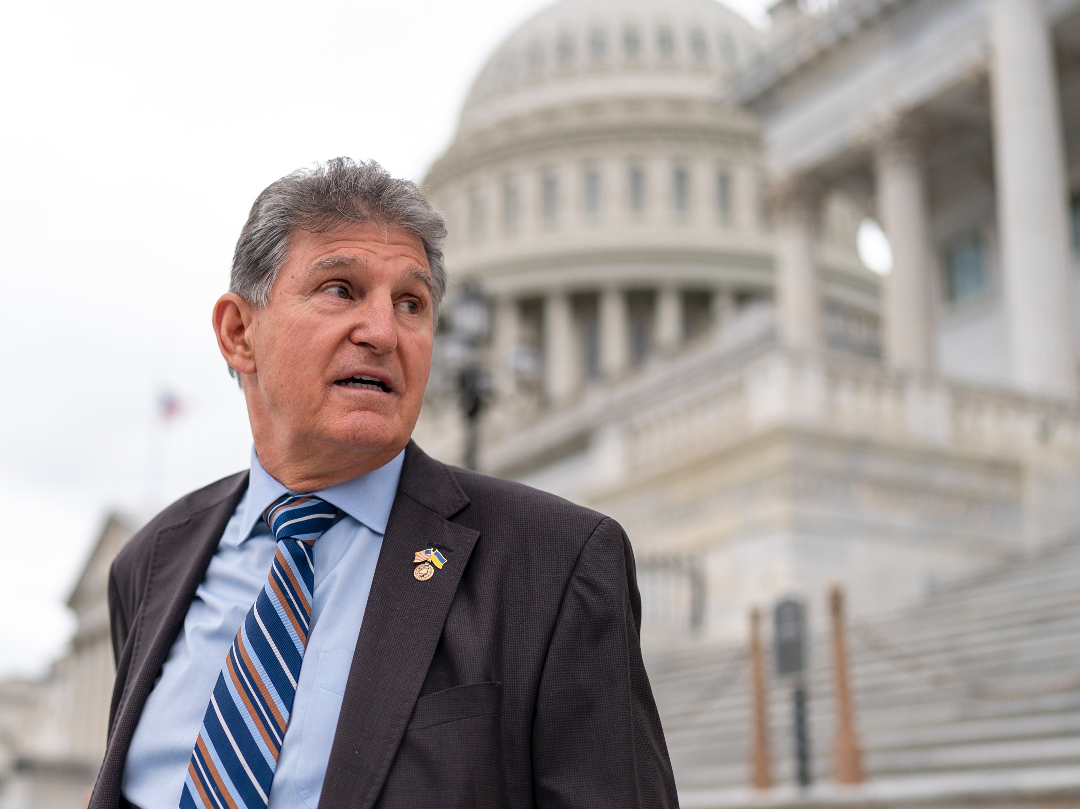 Sen Joe Manchin outside the Capitol building