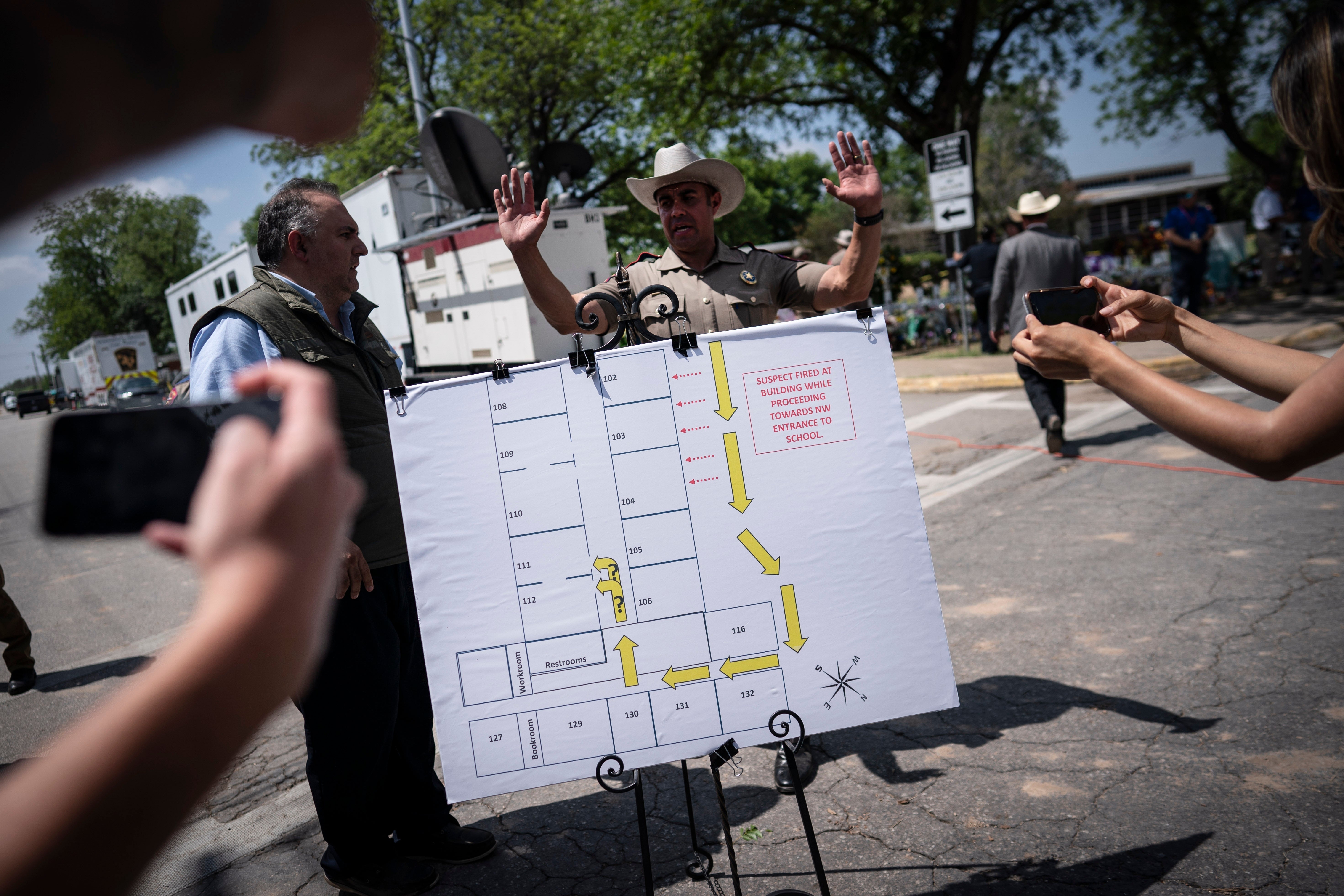 Police showed a school map at Friday’s press conference