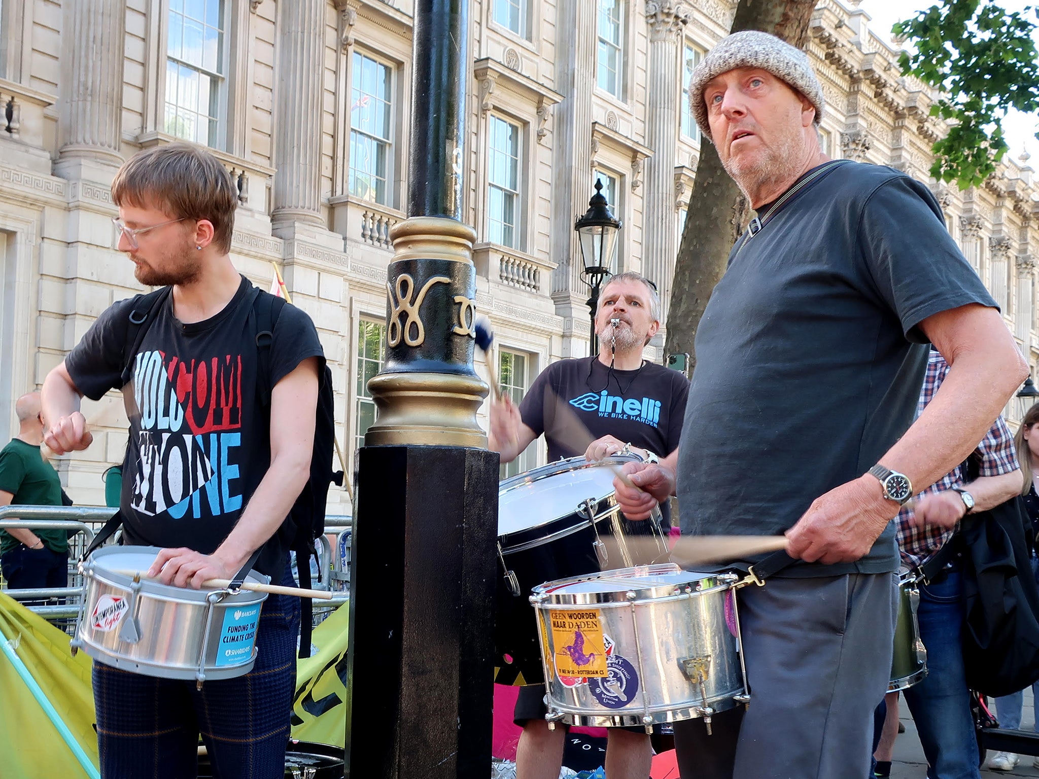 Protesters made some noise in earshot of Downing Street