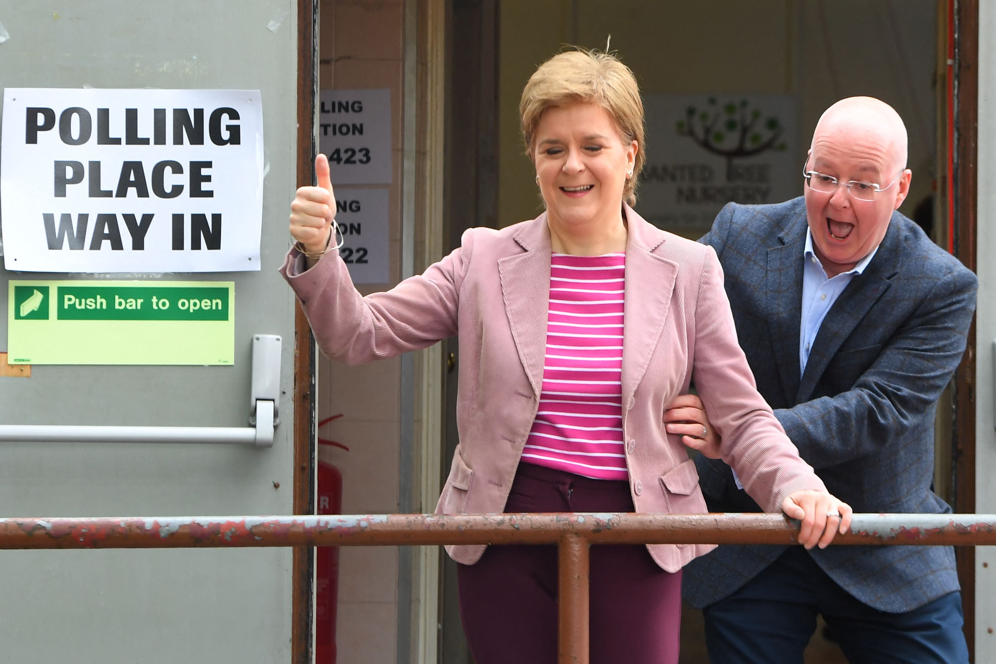 Scotland’s first minister Nicola Sturgeon casts her vote in the May local election