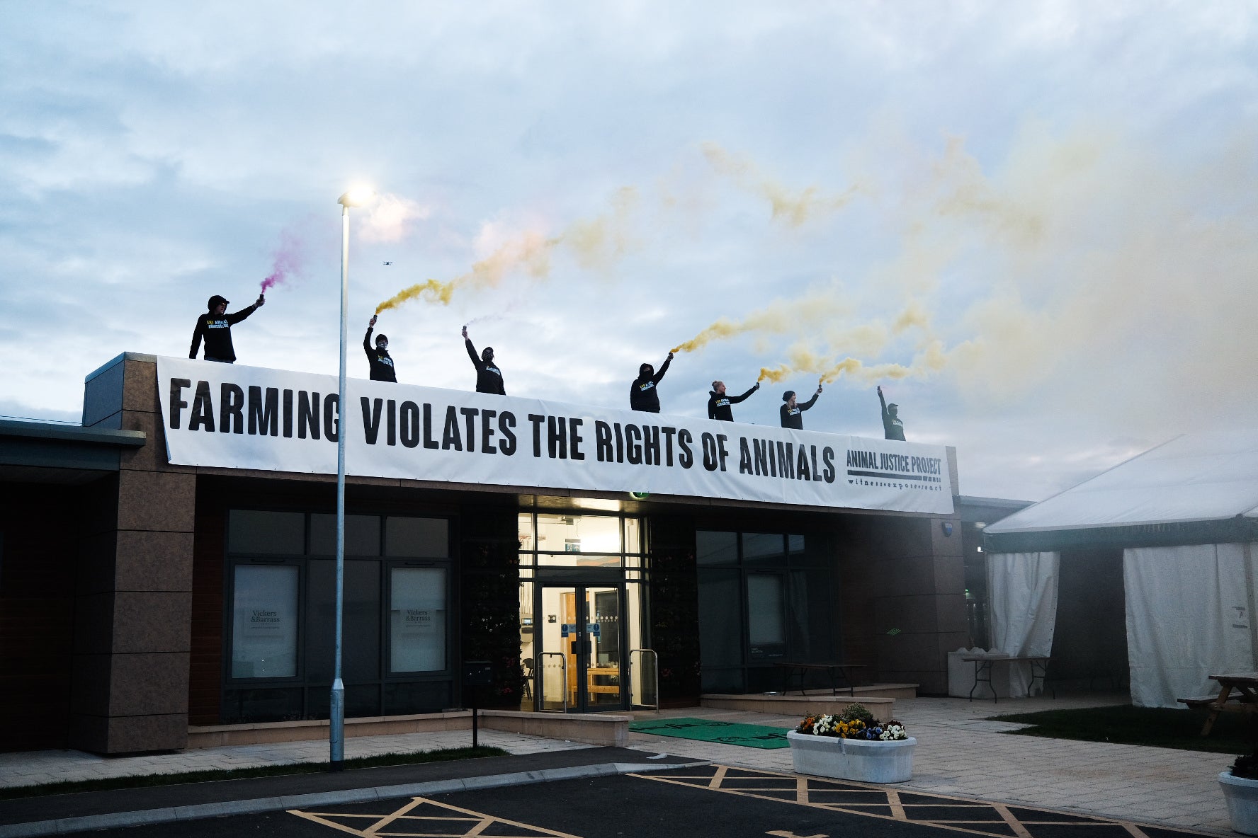 The protest at Darlington Farmers Auction Mart (Animal Justice Project/PA)