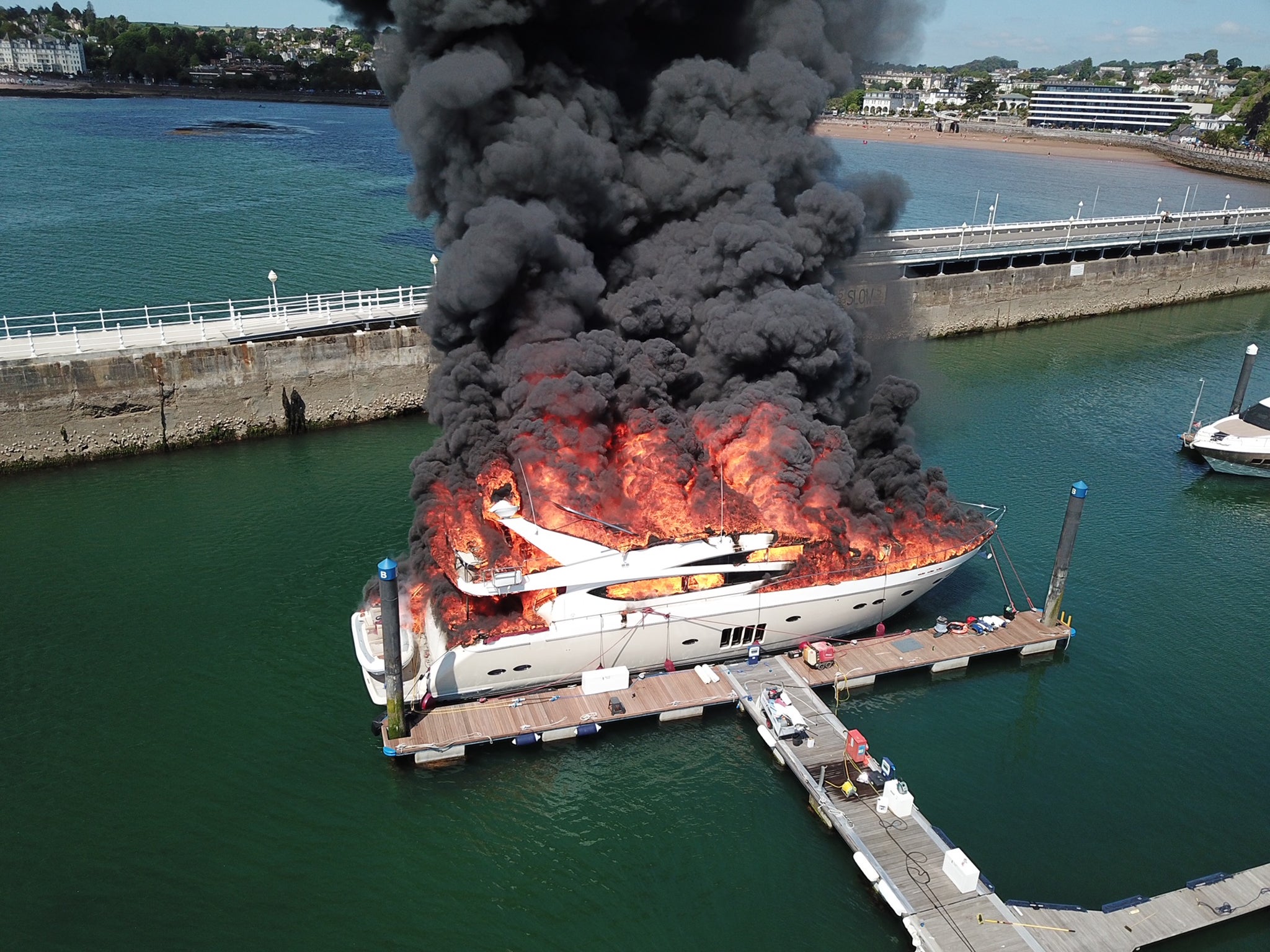 A warning has also been released alerting the public to debris from the £6 million yacht