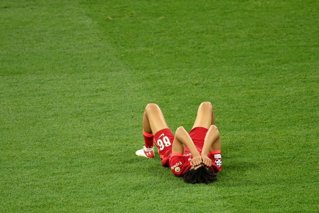 Trent Alexander-Arnold reacts after Real Madrid’s 1-0 win in Paris