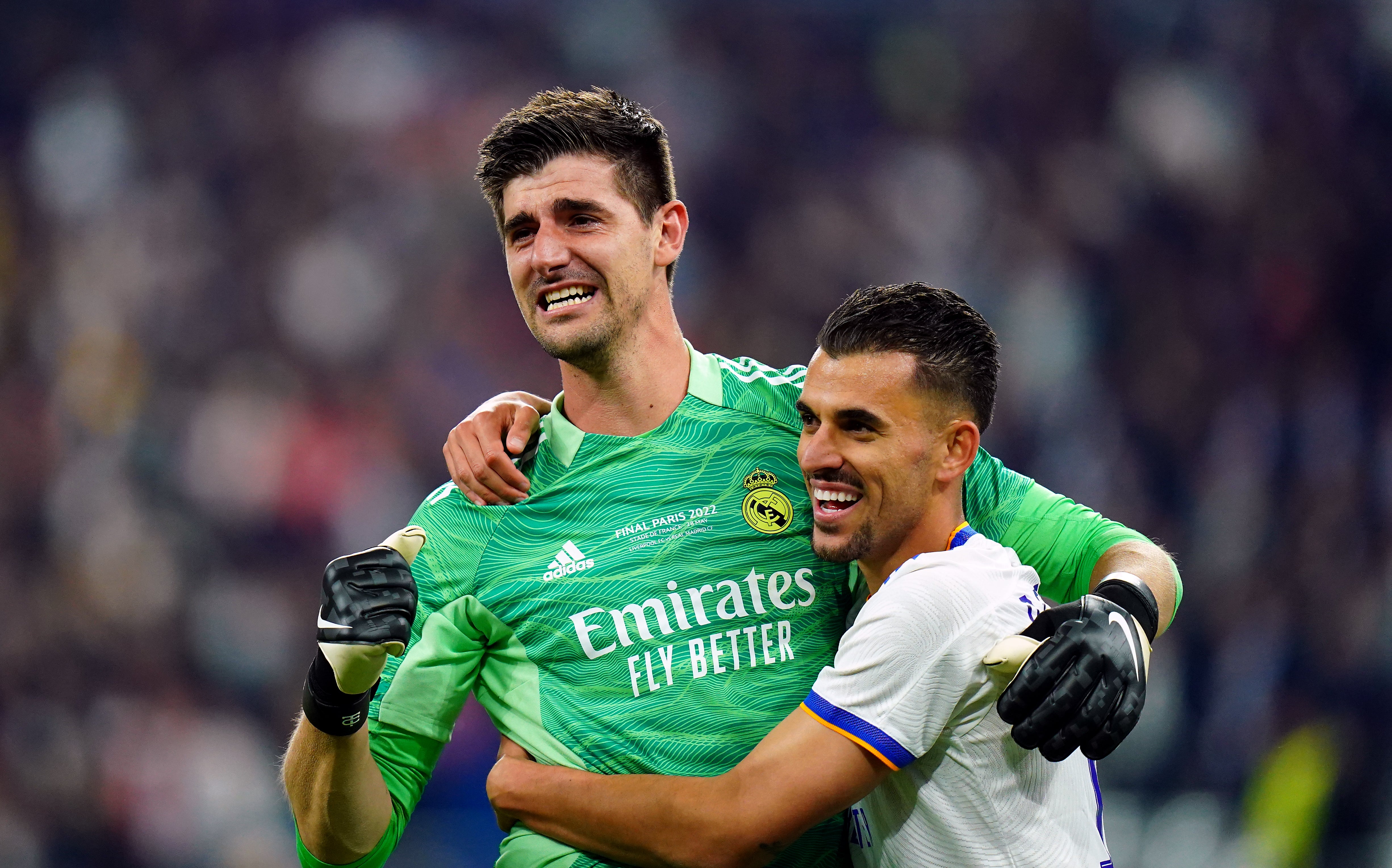 Thibaut Courtois celebrates with Dani Ceballos