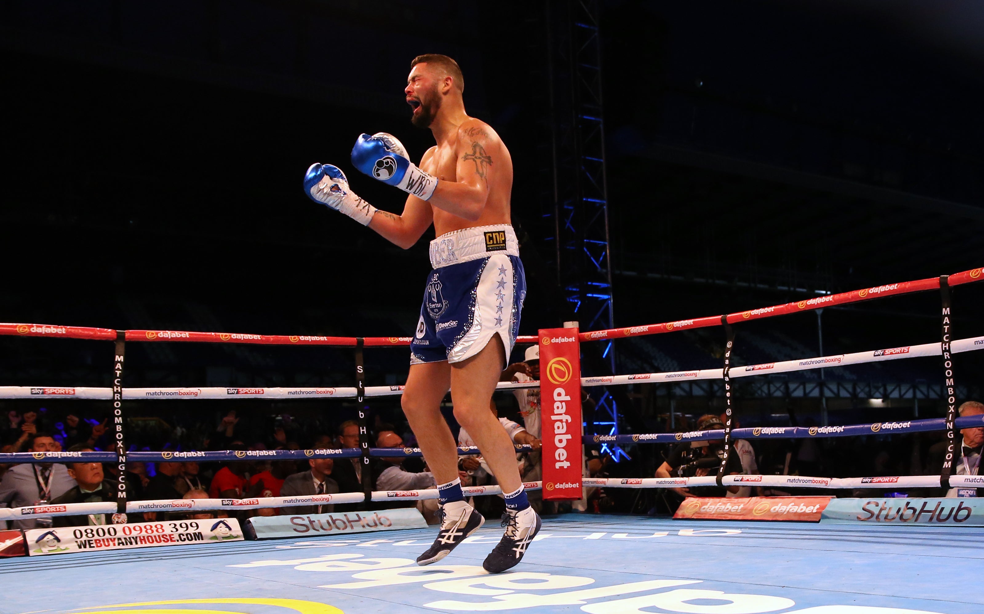 Tony Bellew won the vacant WBC world cruiserweight title with a third-round knockout of Ilunga Makabu at Goodison Park (Martin Rickett/PA)