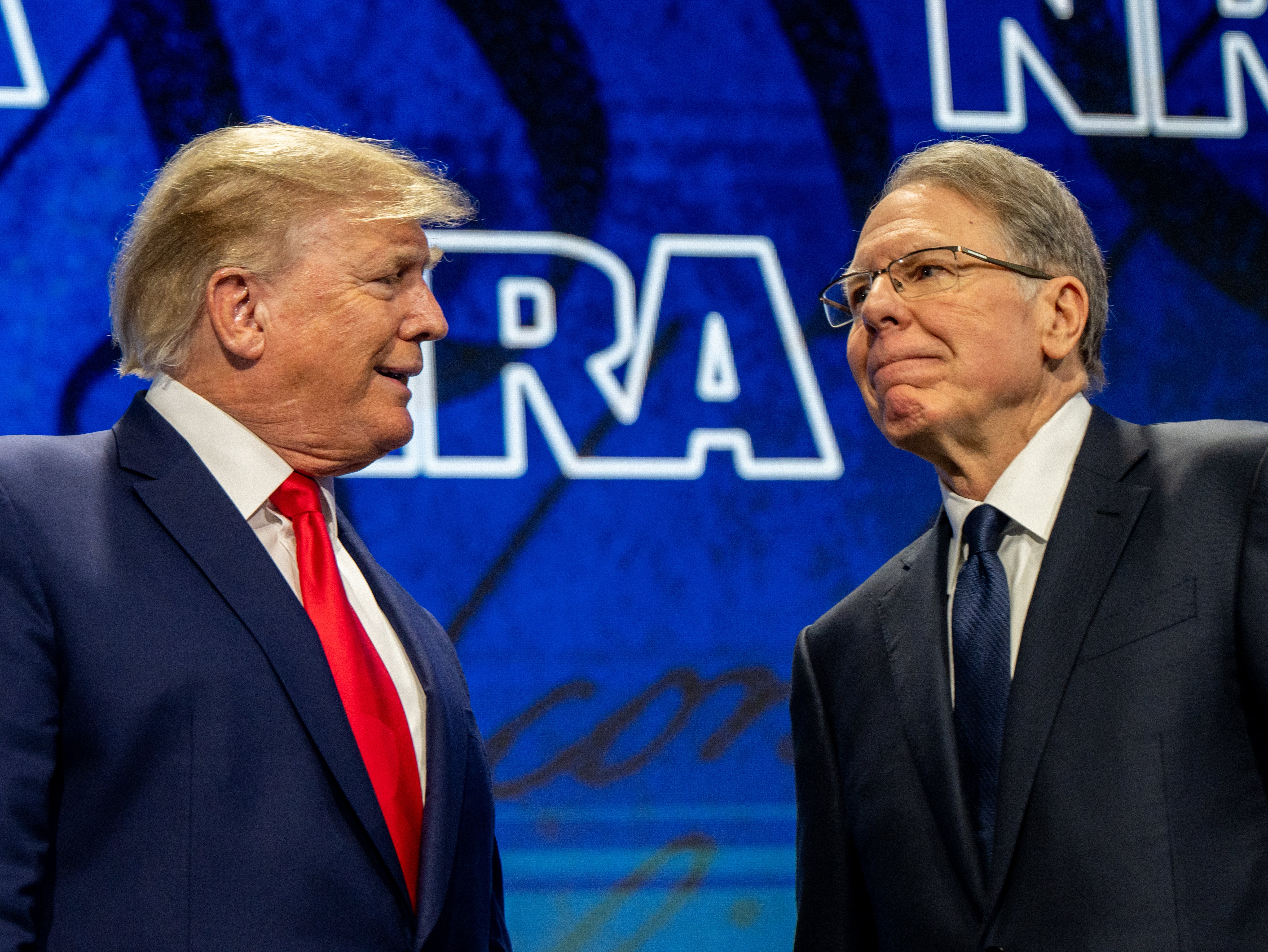 Donald Trump and Wayne LaPierre at the National Rifle Association’s annual meeting In Houston