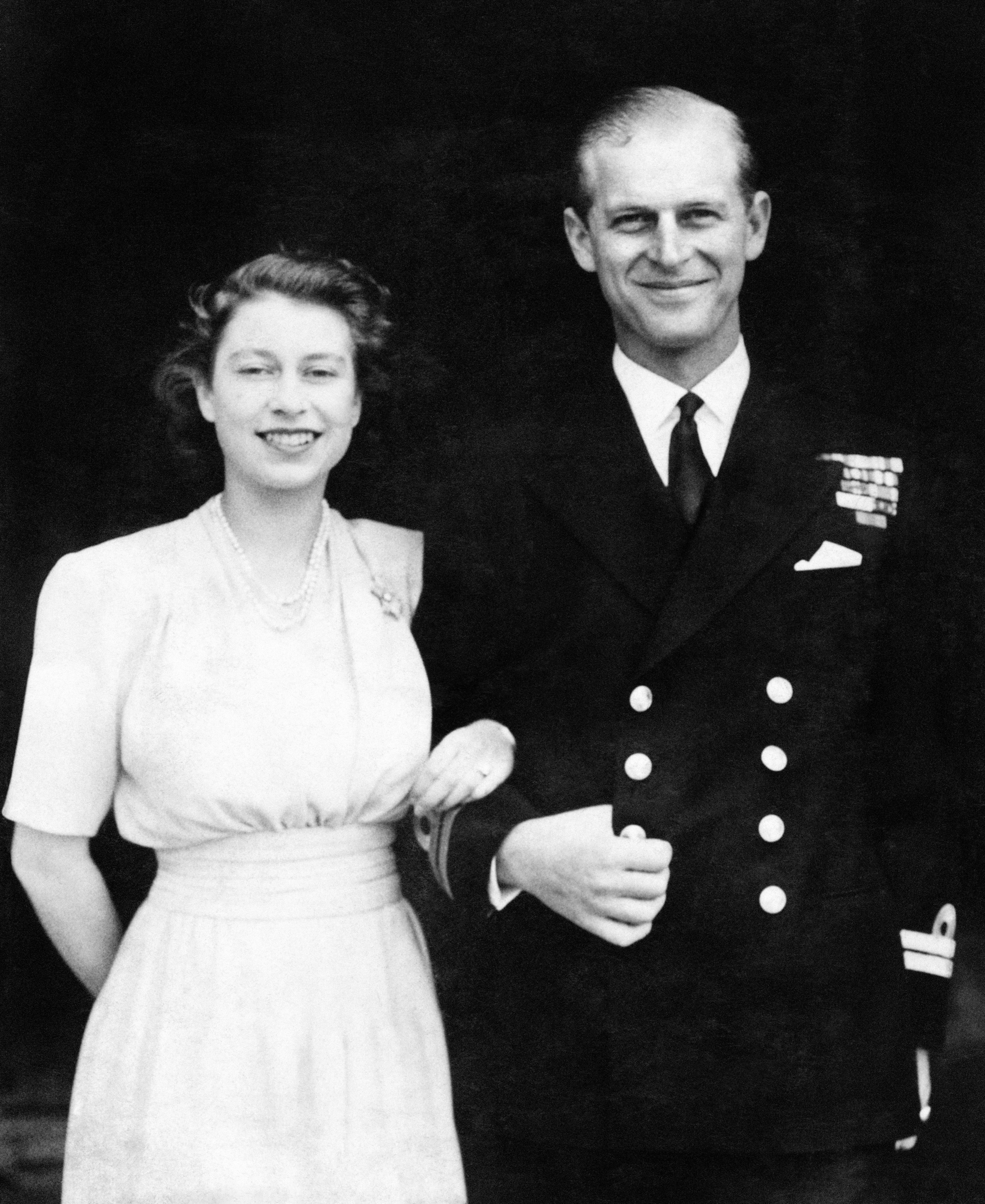 Princess Elizabeth and Philip after their engagement was announced in 1947 (PA)