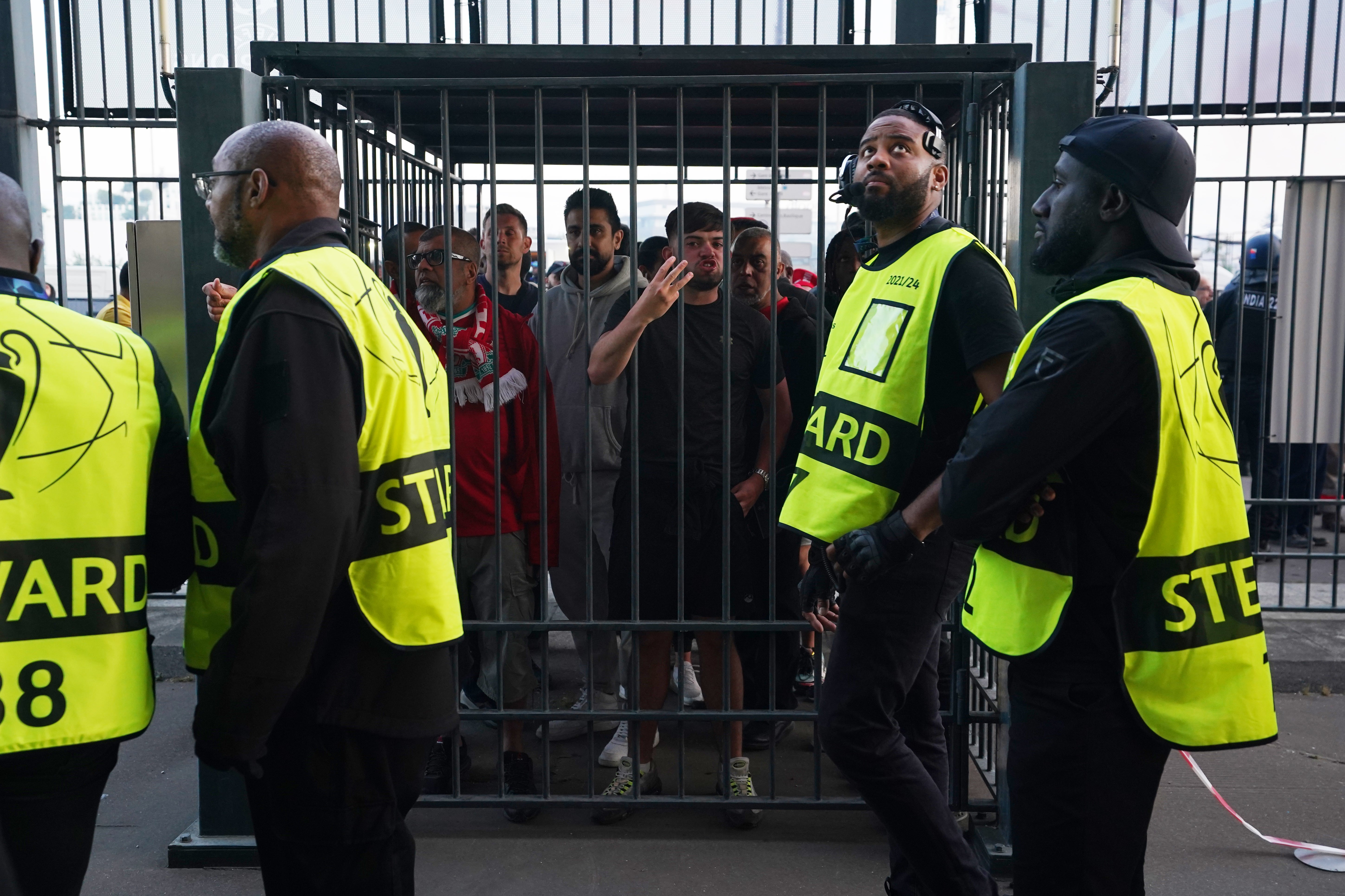 Liverpool fans were delayed getting into the Champions League final and were sprayed with tear gas (Nick Potts/PA)