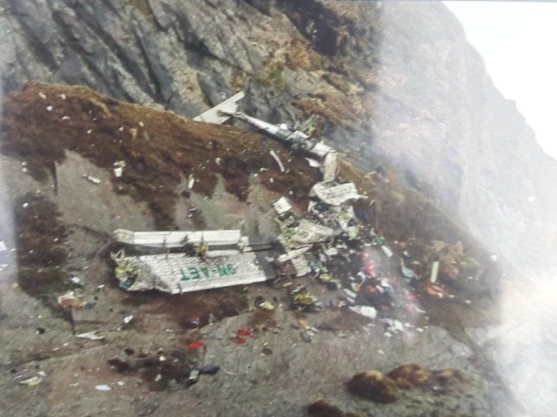 The aerial image shared by the Nepalese army shows the wreckage of the Tara Air flight