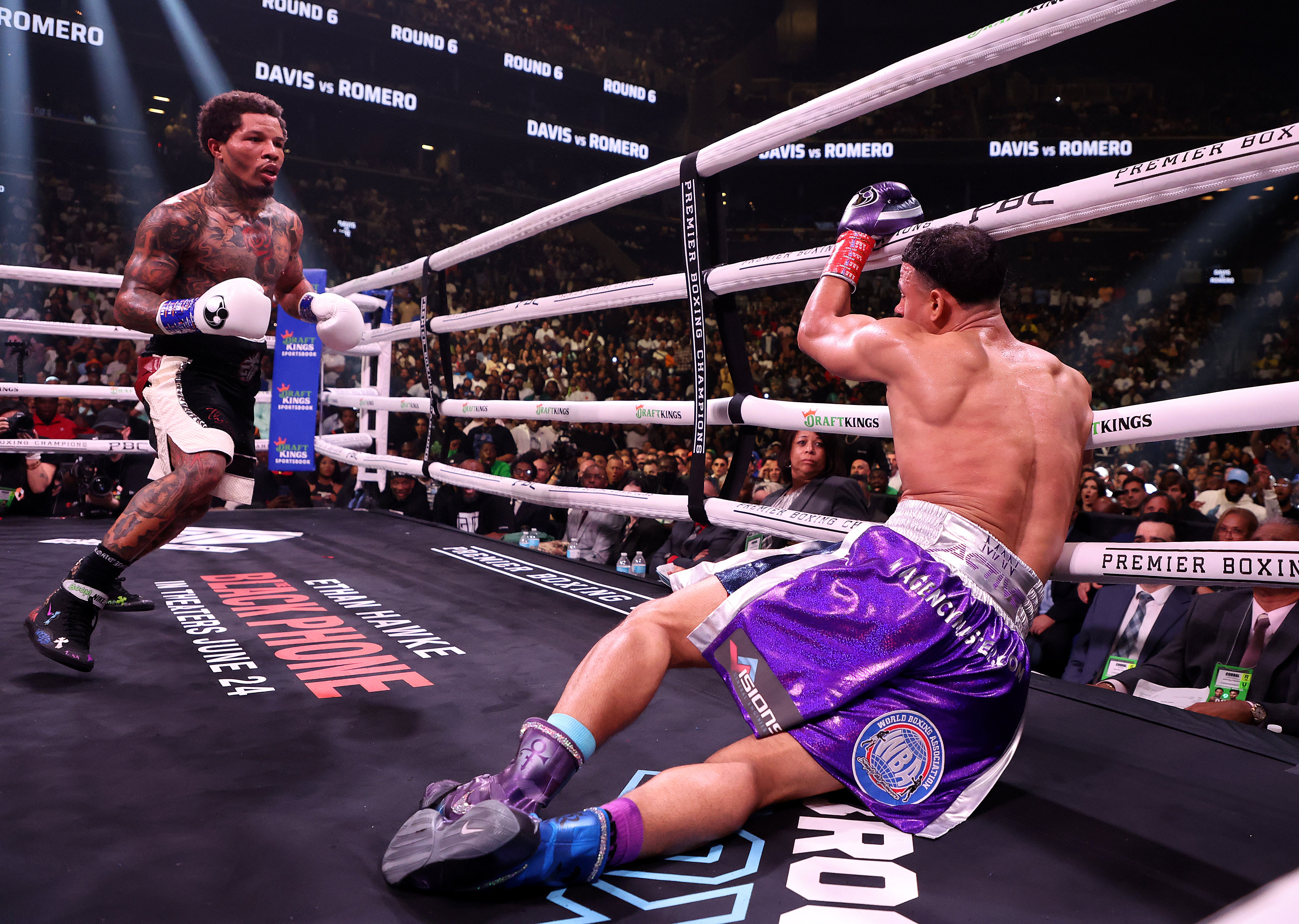 Gervonta Davis knocks out Rolando Romero with a left hook in the sixth round