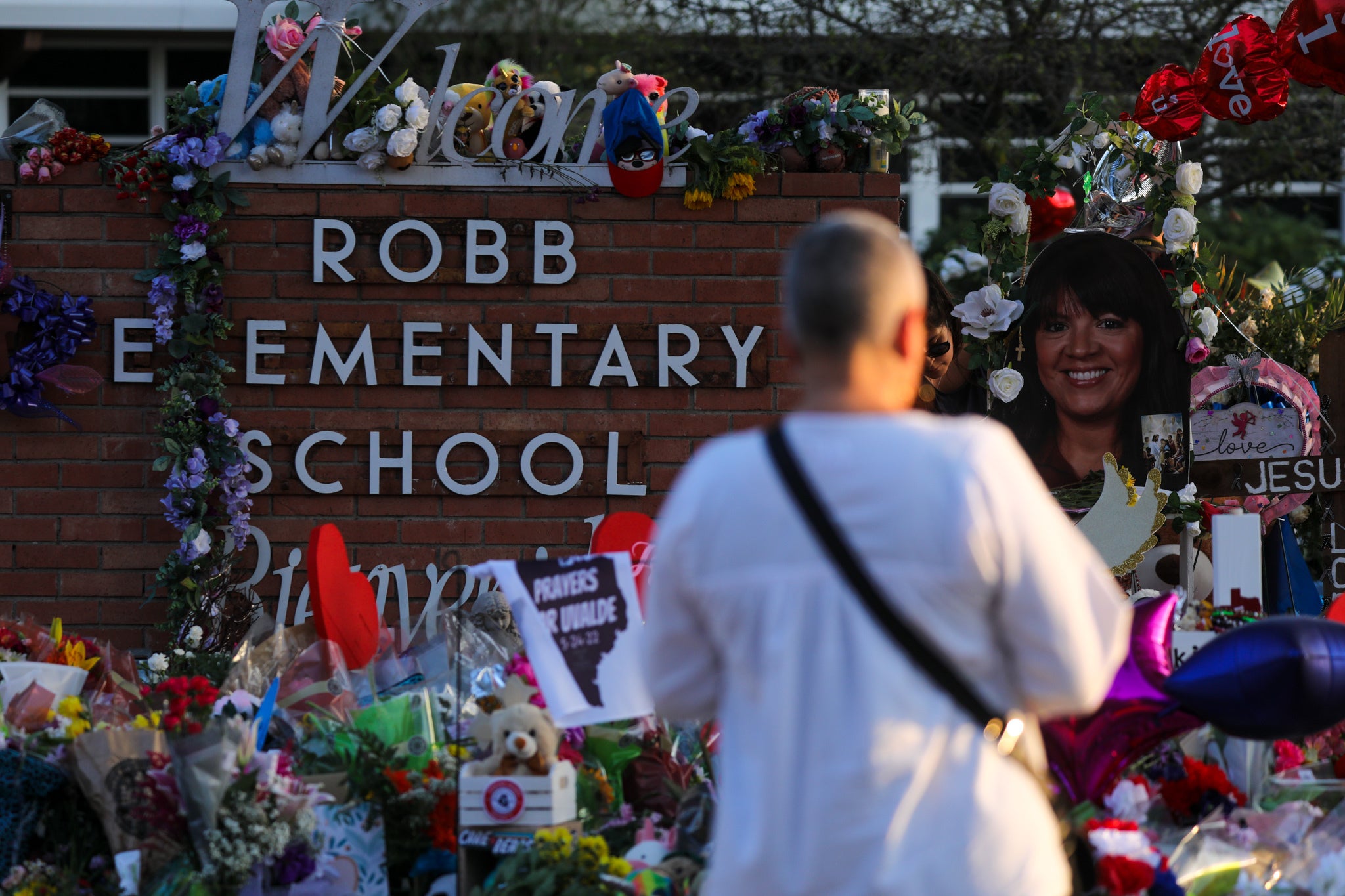 A memorial for the 19 children and two adults killed on 24 May