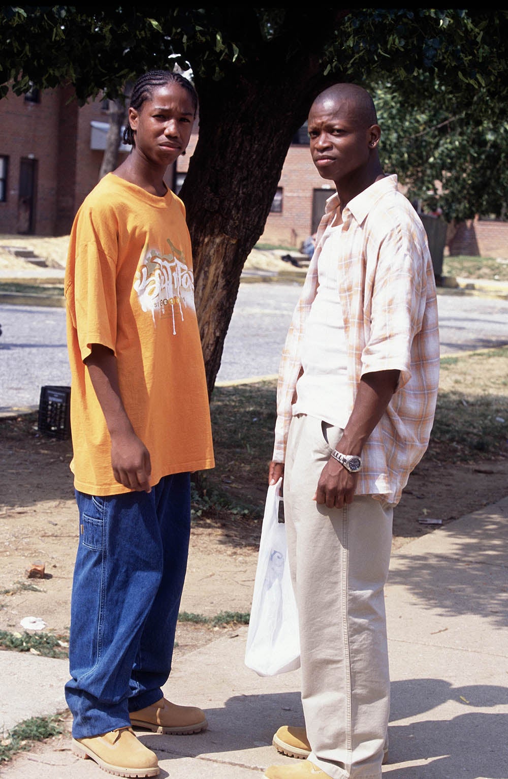 Michael B Jordan as Wallace and Lawrence Gilliard Jr as D’Angelo in ‘Cleaning Up’