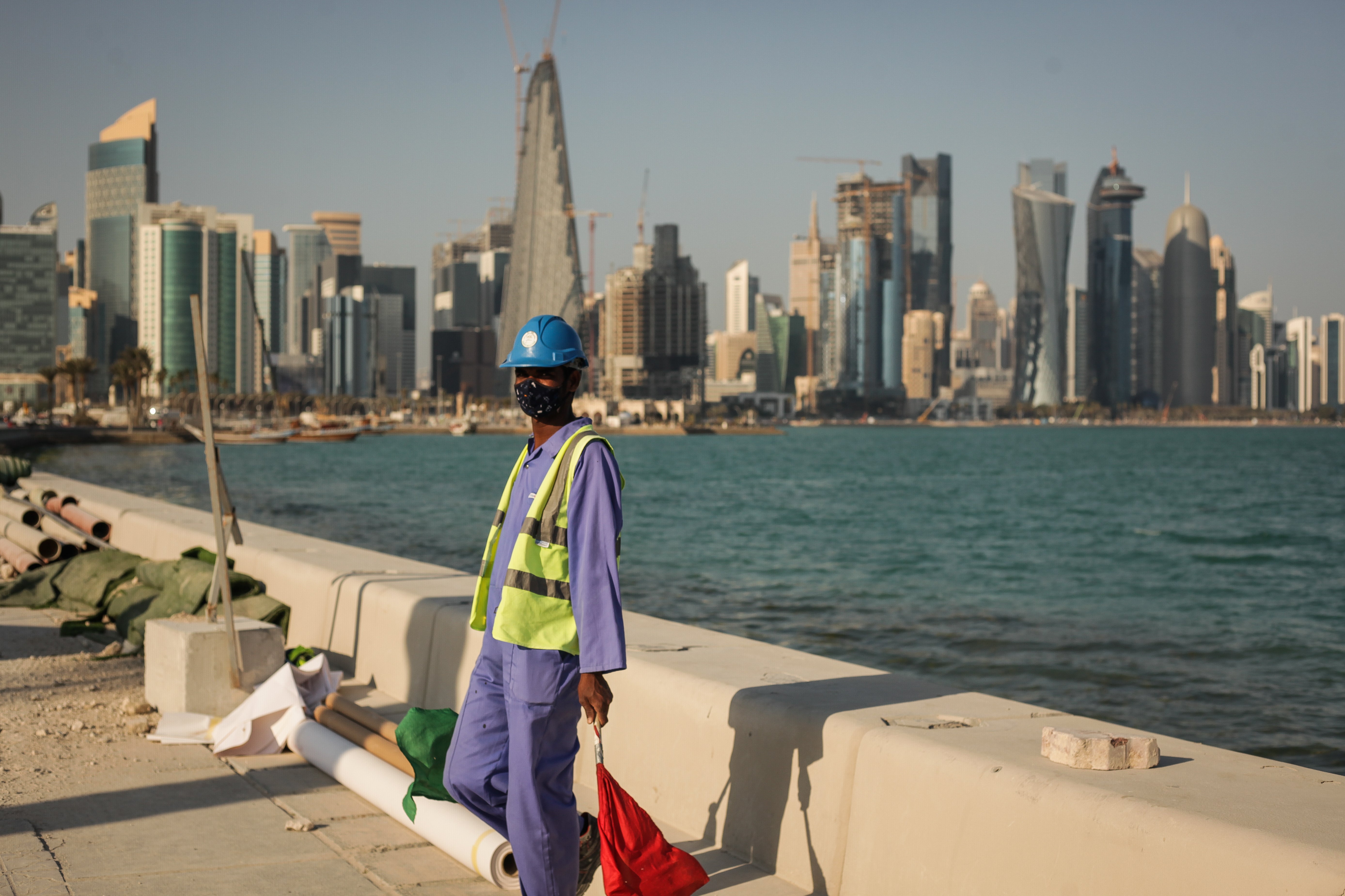 A worker on Doha’s Corniche