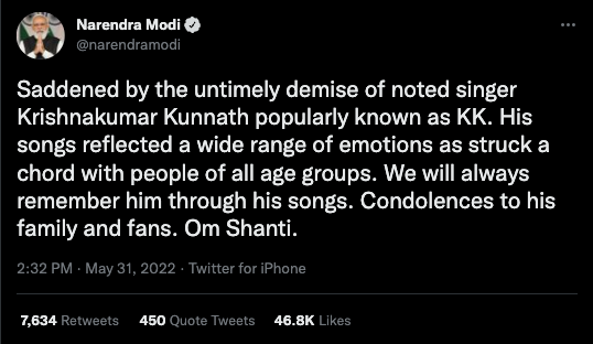 Narendra Modi tweet