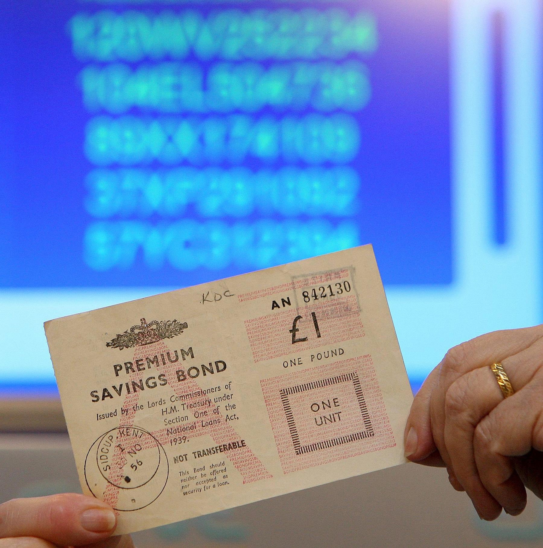 A Premium Savings Bond from the first ever draw (Martin Rickett/PA)