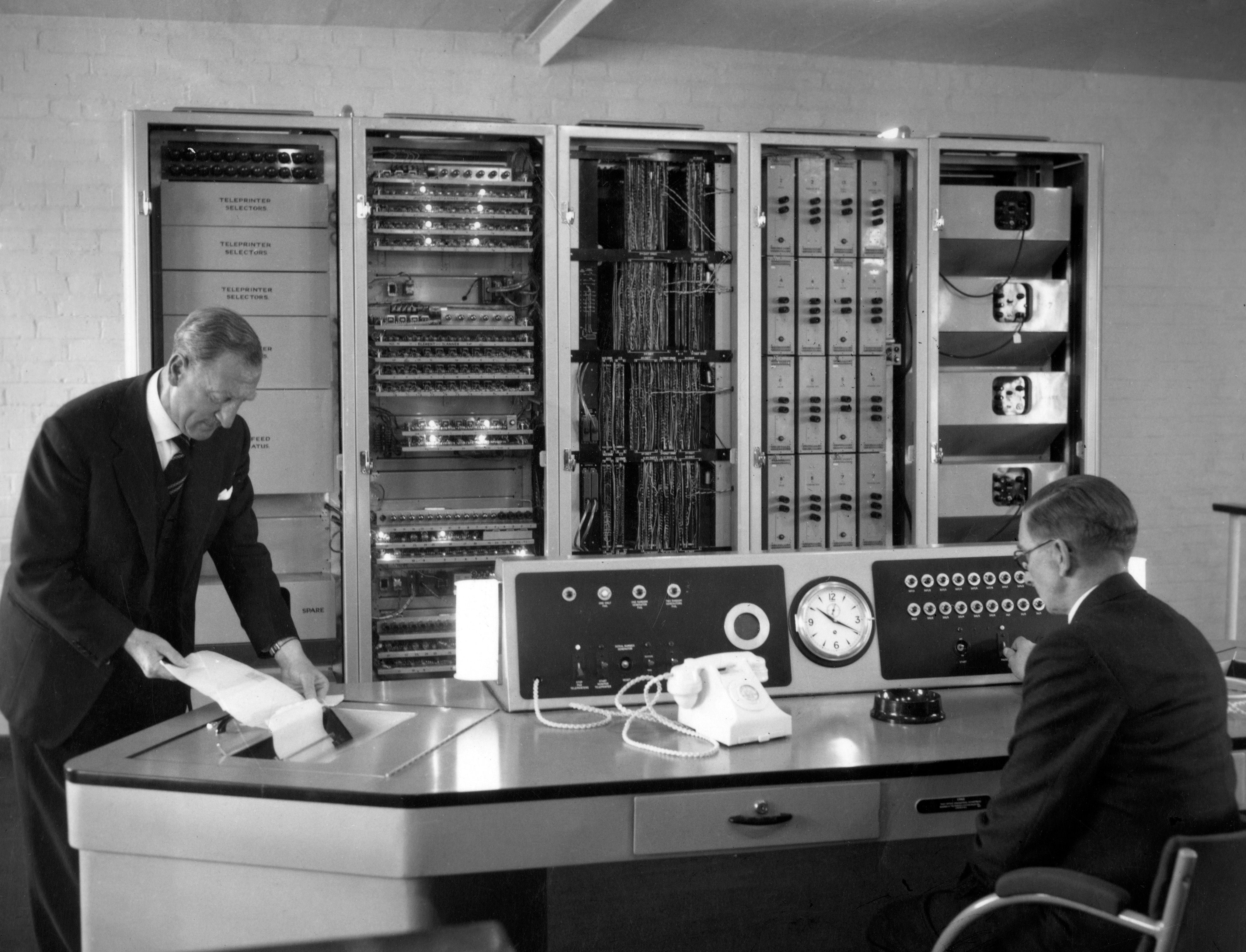 Post Office engineers checking Ernie at the Premium Savings Bonds office in Lytham St Annes, Lancashire (PA Archive)