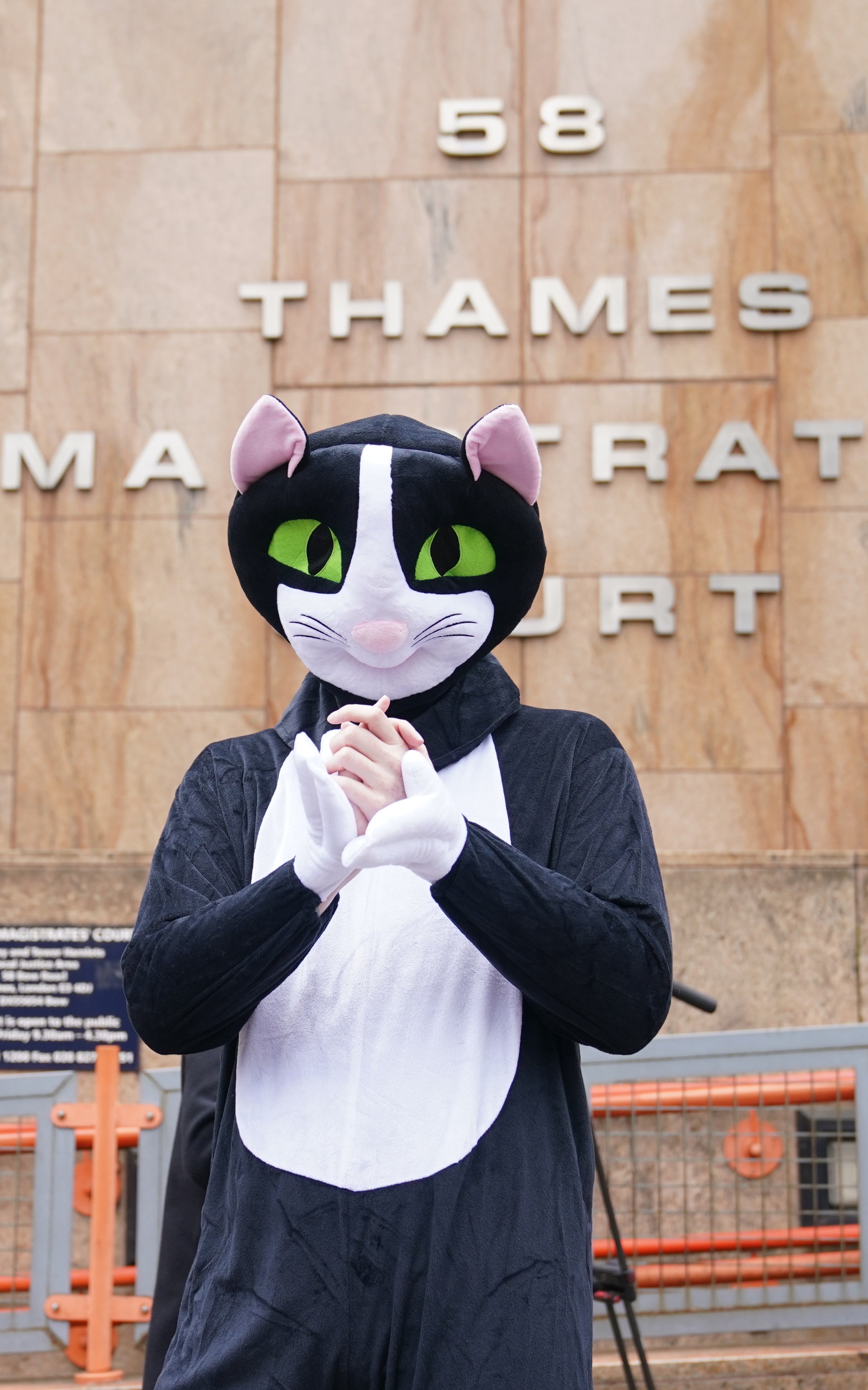 Zouma was greeted by a person dressed as a cat