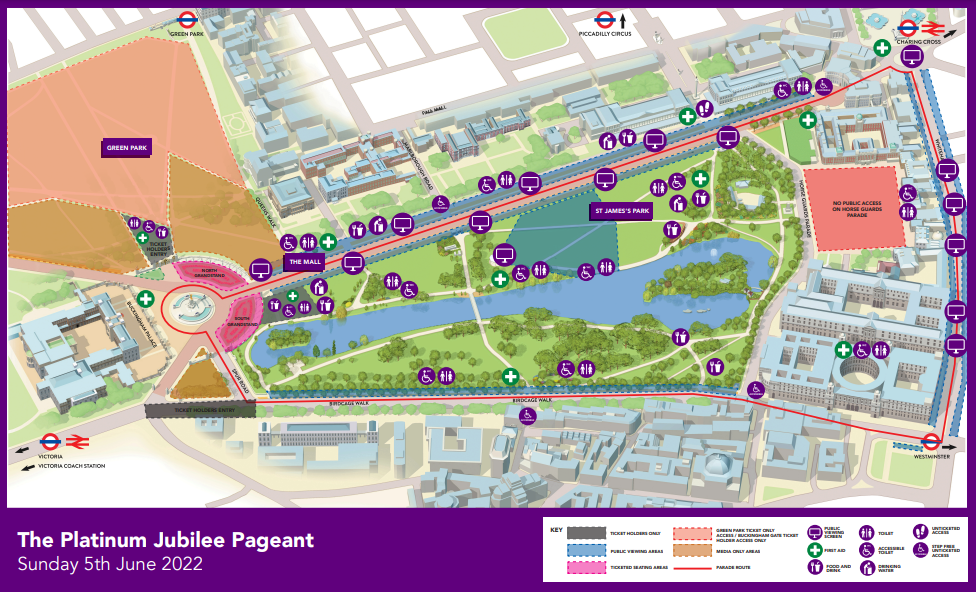 A map provided by the Platinum Jubilee Pageant